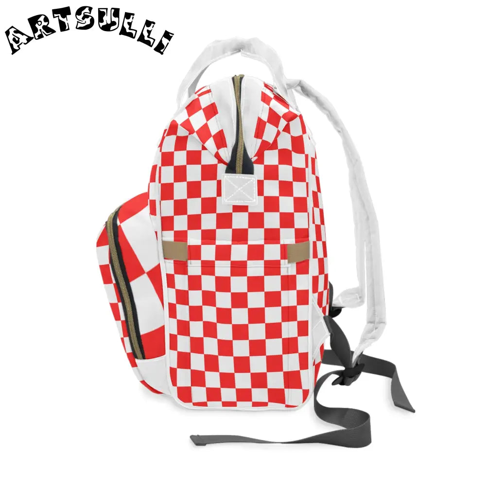 JAKKOUTTHEBXX Checkerboard Red and White Multifunctional Diaper