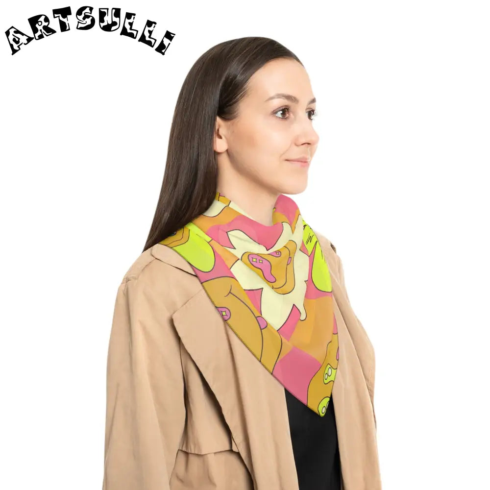 JAKKOUTTHEBXX Trippy Sour Face Rave Poly Scarf JAKKOUTTHEBXX