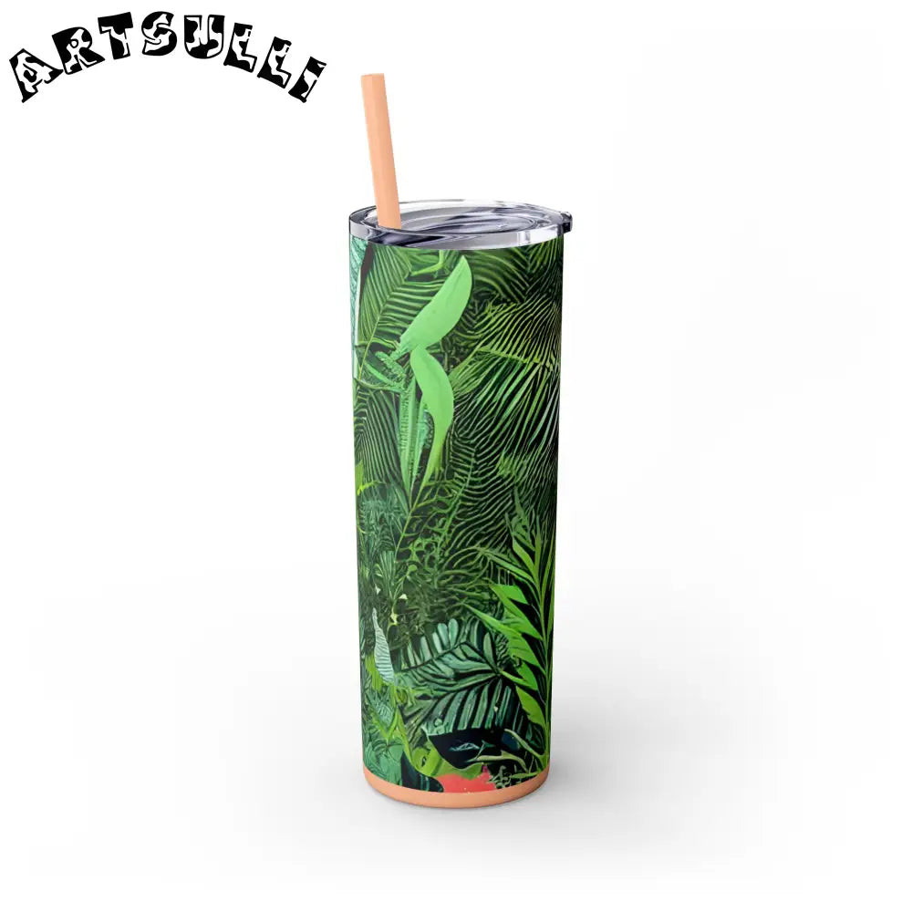 JAKKOUTTHEBXX White Tropical Leaf and Flower Tumbler JAKKOUTTHEBXX