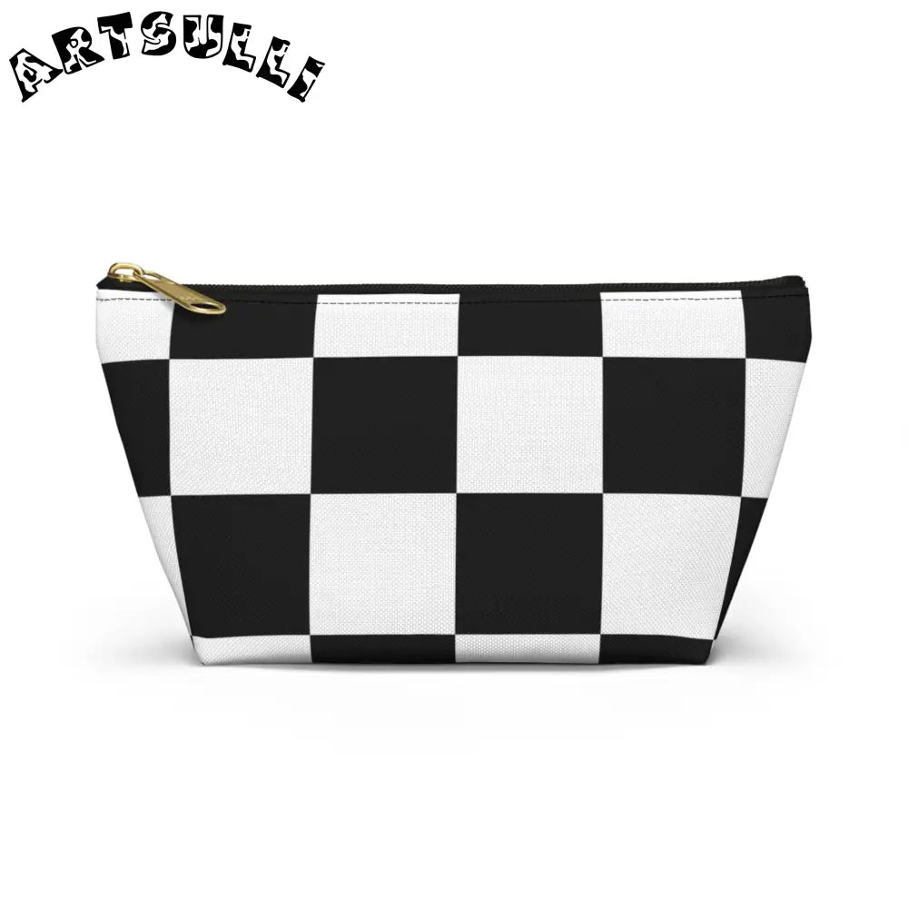 JAKKOUTTHEBXX Checkerboard Black and White Accessory Pouch w