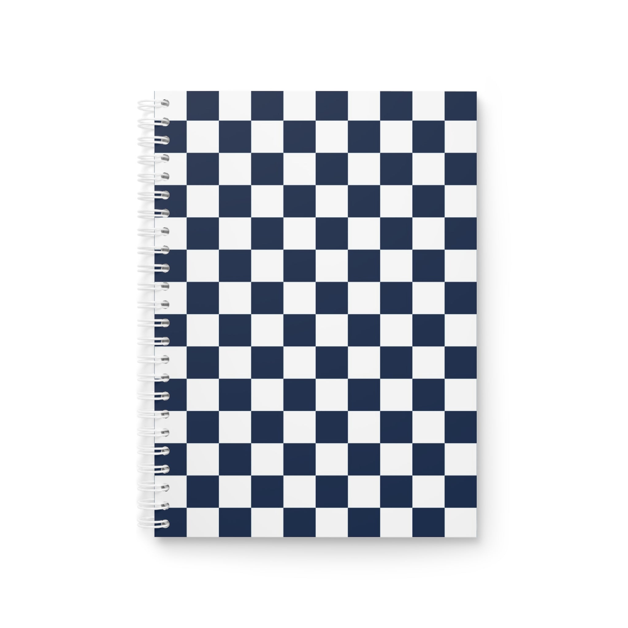 Checkerboard White and Navy Blue Spiral Notebook, Artsulli - Art is Long, Life is Short, Paper products, Size, One Size, , , , , 24492852466326307200