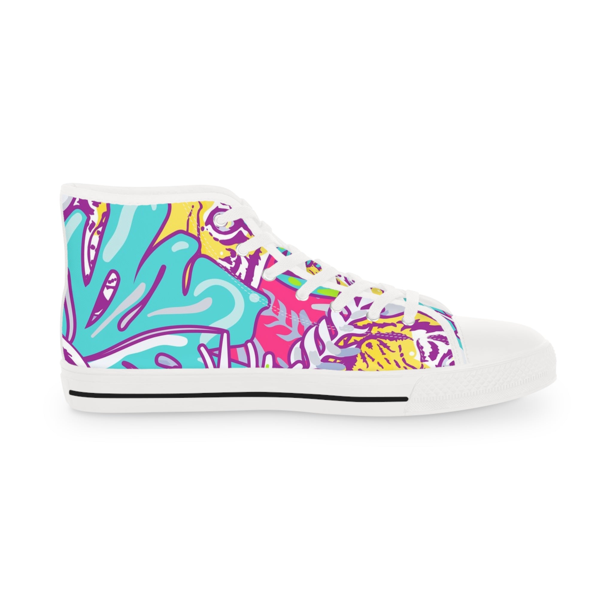 Tropical Jungle Tigers Torquise and Purple Men's High Top Sneakers, Artsulli - Art is Long, Life is Short, Shoes, , , , , , , 