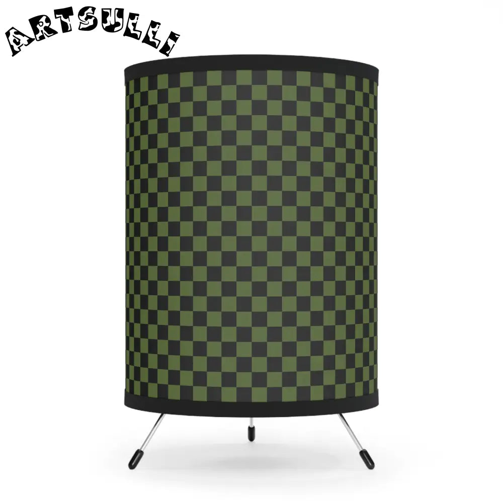 JAKKOUTTHEBXX Checkerboard Olive Green and Black Tripod Lamp