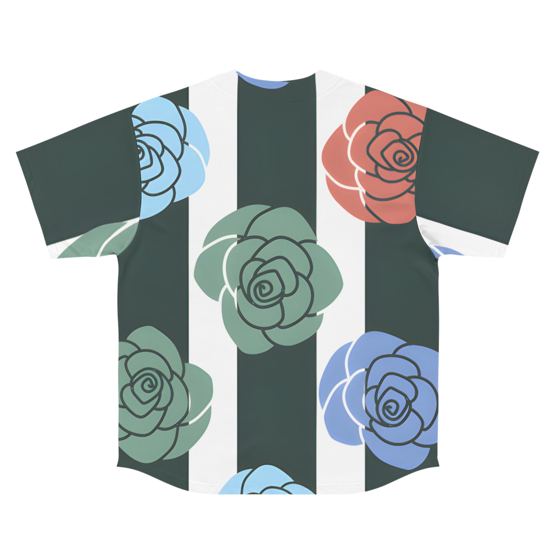 Stripes x Roses Black and White Men's Baseball Jersey (AOP), Artsulli - Art is Long, Life is Short, All Over Prints, , , , , , , 