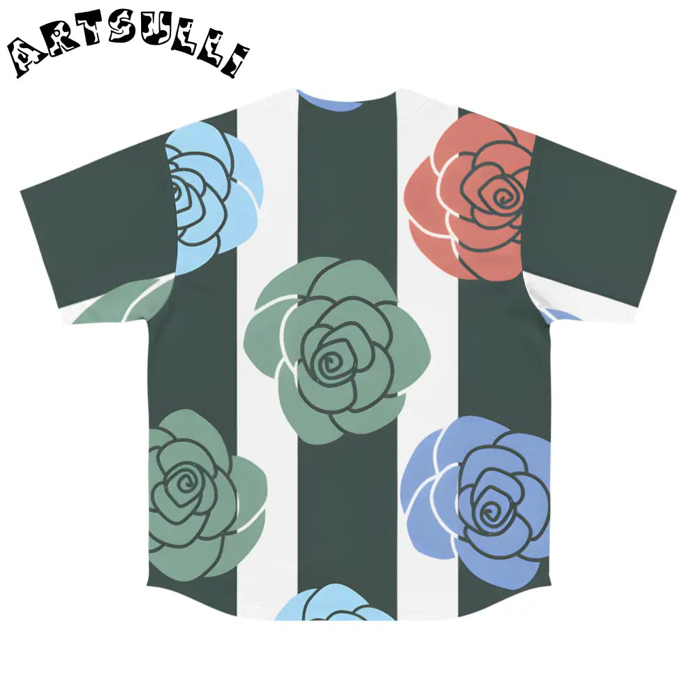 JAKKOUTTHEBXX Stripes x Roses Black and White Men’s Baseball Jersey