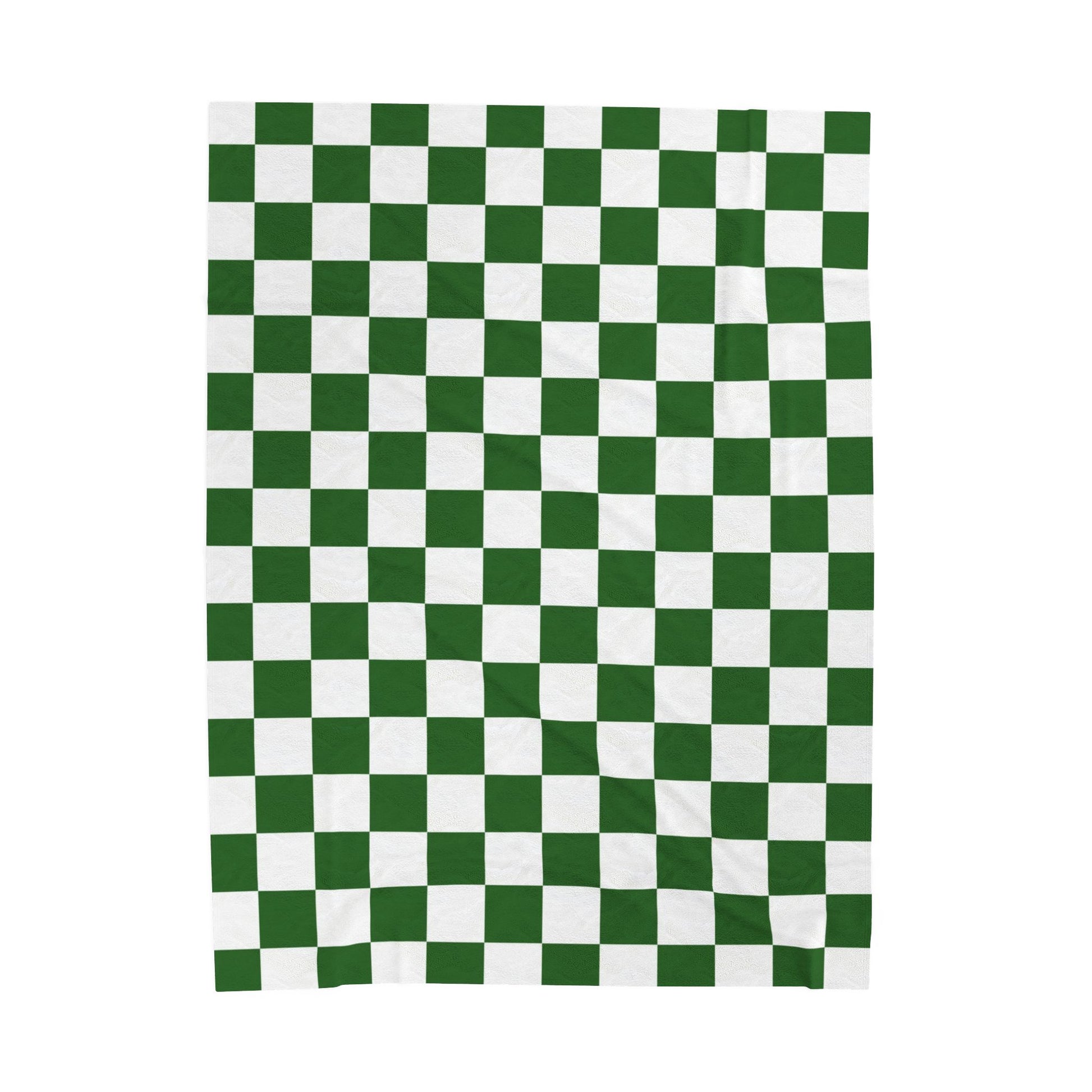 Checkerboard White and Dark Green Velveteen Plush Blanket, Artsulli - Art is Long, Life is Short, All Over Prints, Size, 60" × 80", , , , , 30214046003738445490