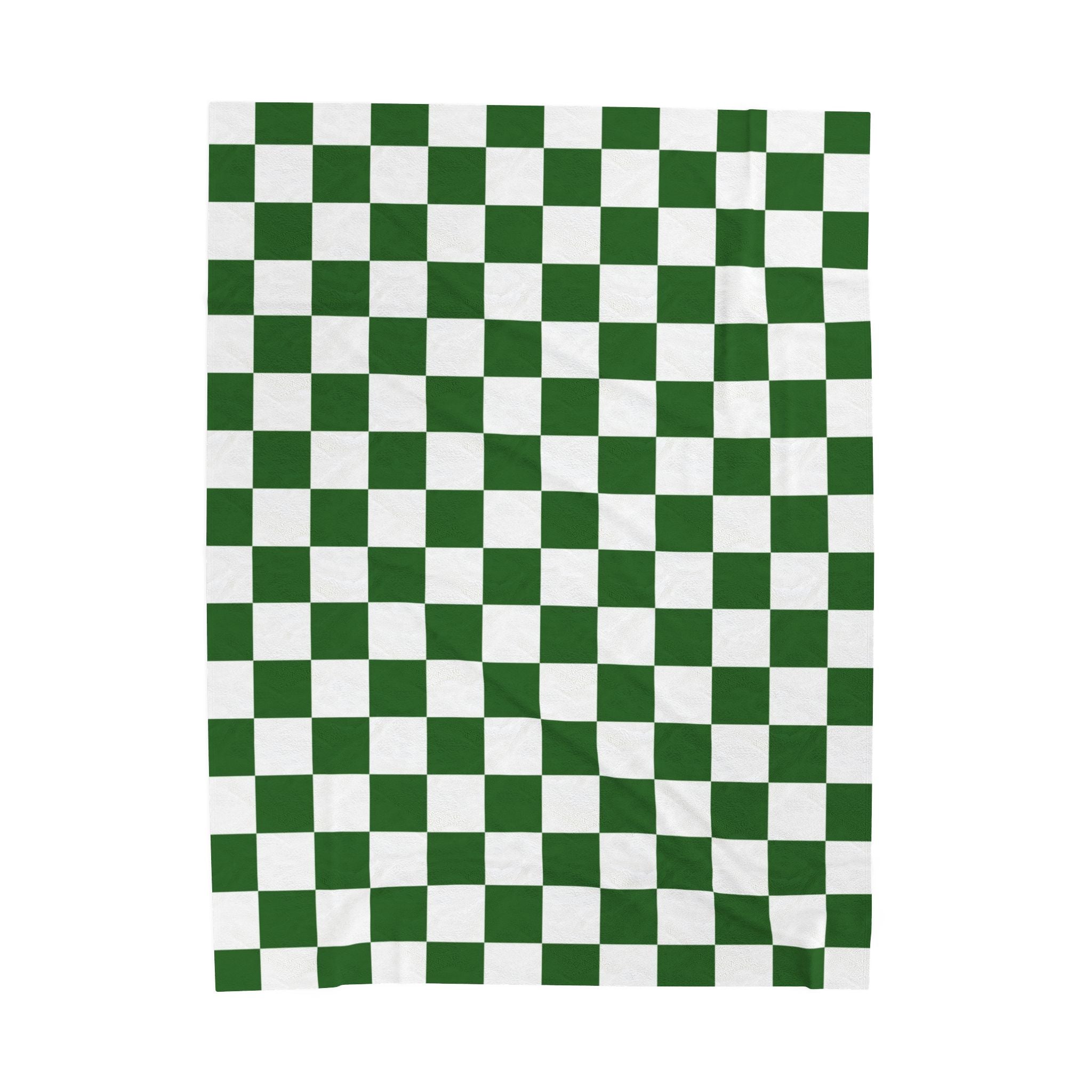 Checkerboard White and Dark Green Velveteen Plush Blanket, Artsulli - Art is Long, Life is Short, All Over Prints, Size, 60" × 80", , , , , 30214046003738445490