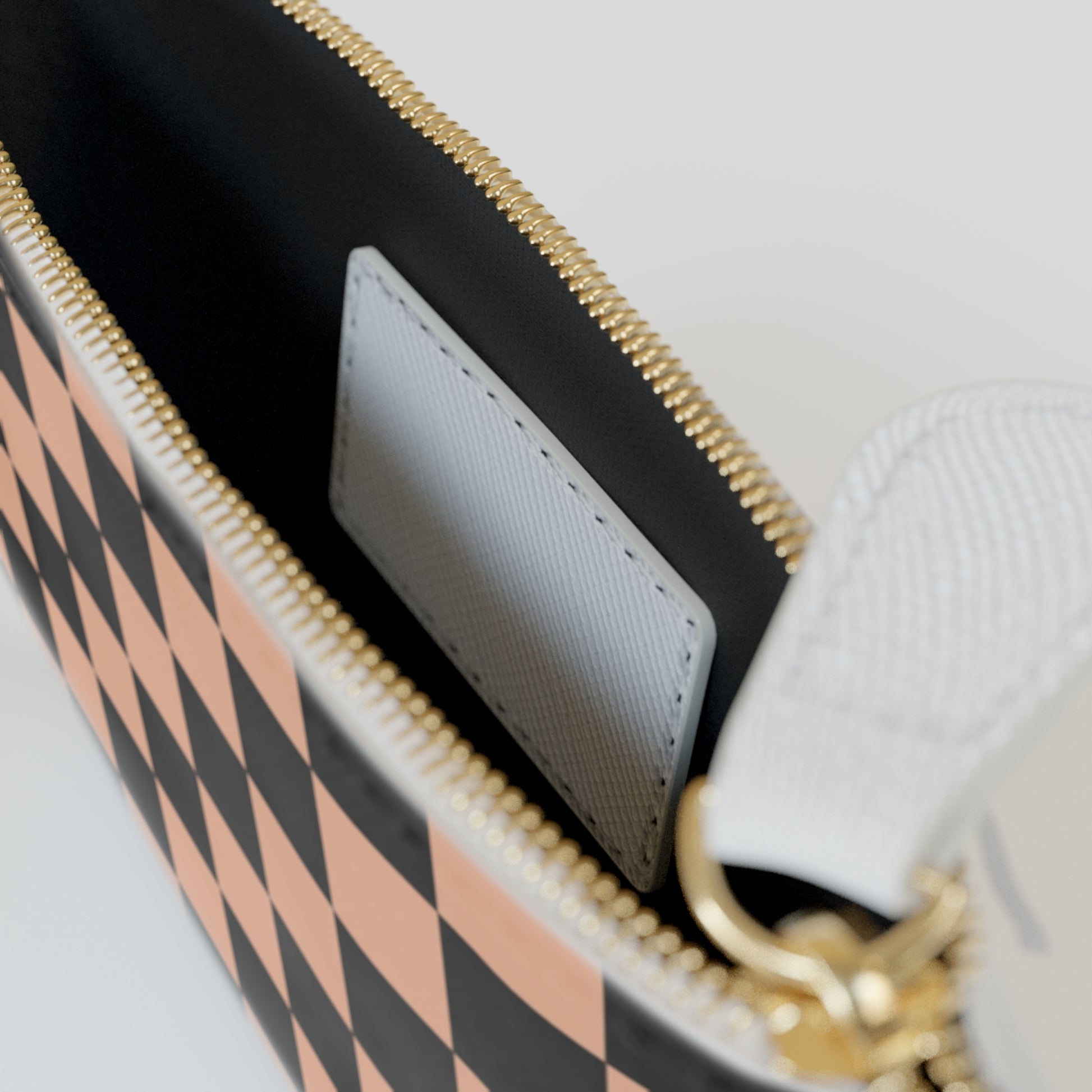 Checkerboard Soft Orange and Black Mini Clutch Bag, Artsulli - Art is Long, Life is Short, Bags, , , , , , , 