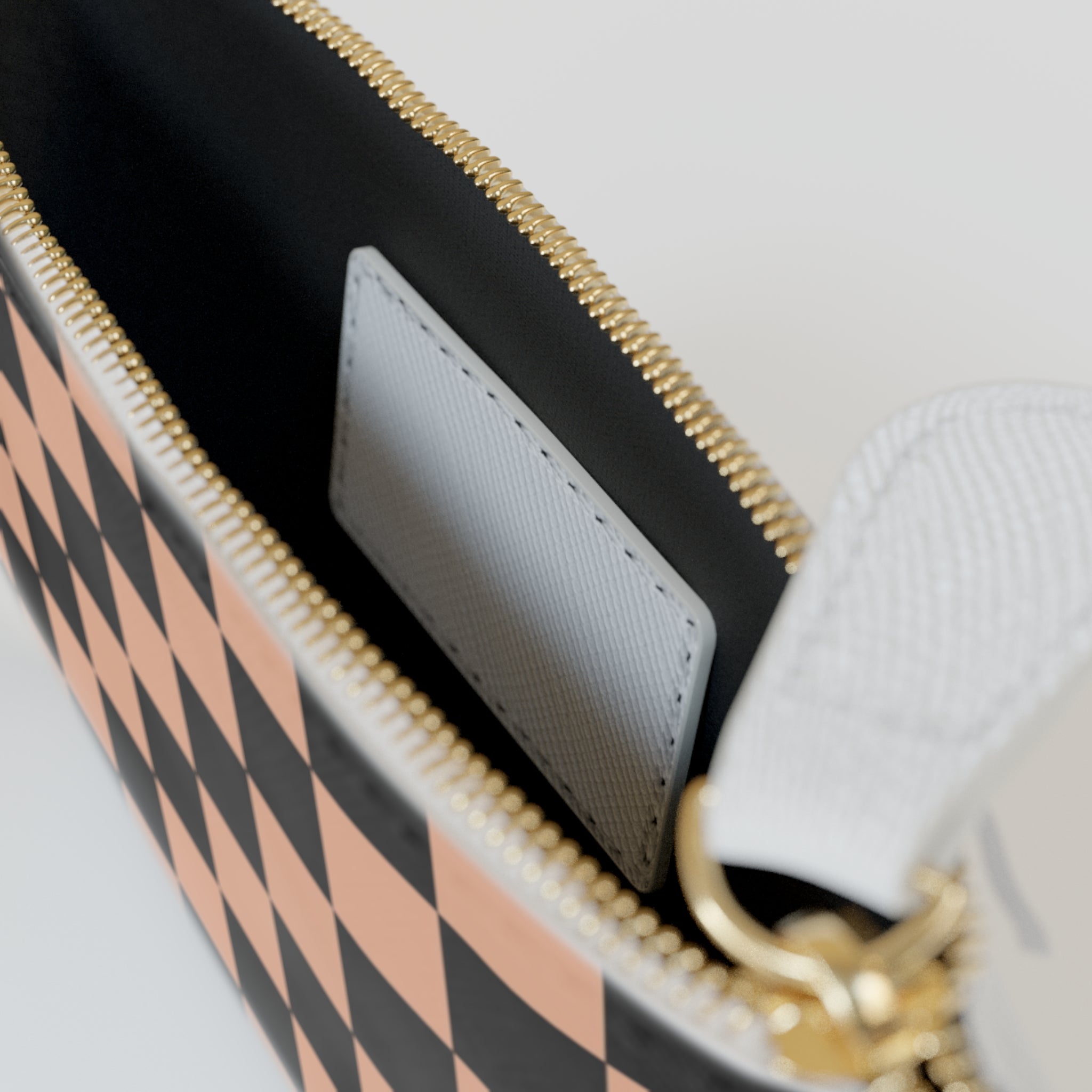 Checkerboard Soft Orange and Black Mini Clutch Bag, Artsulli - Art is Long, Life is Short, Bags, , , , , , , 