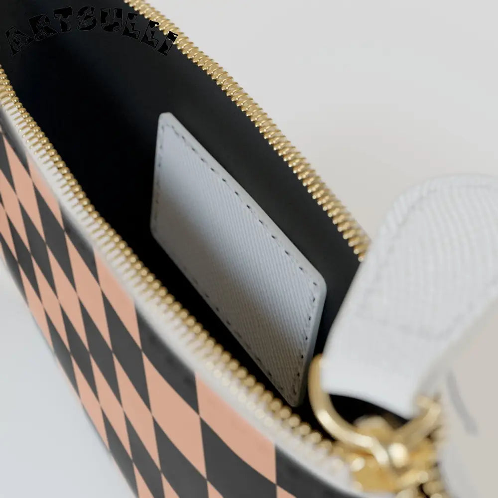 JAKKOUTTHEBXX Checkerboard Soft Orange and Black Mini Clutch Bag