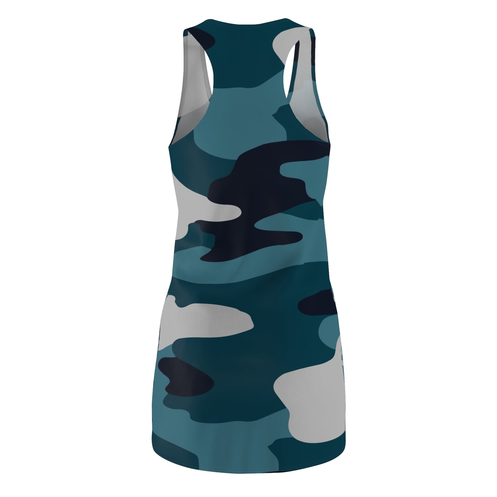 Blue Camouflage Women's Cut & Sew Racerback Dress (AOP), Artsulli - Art is Long, Life is Short, All Over Prints, , , , , , , 