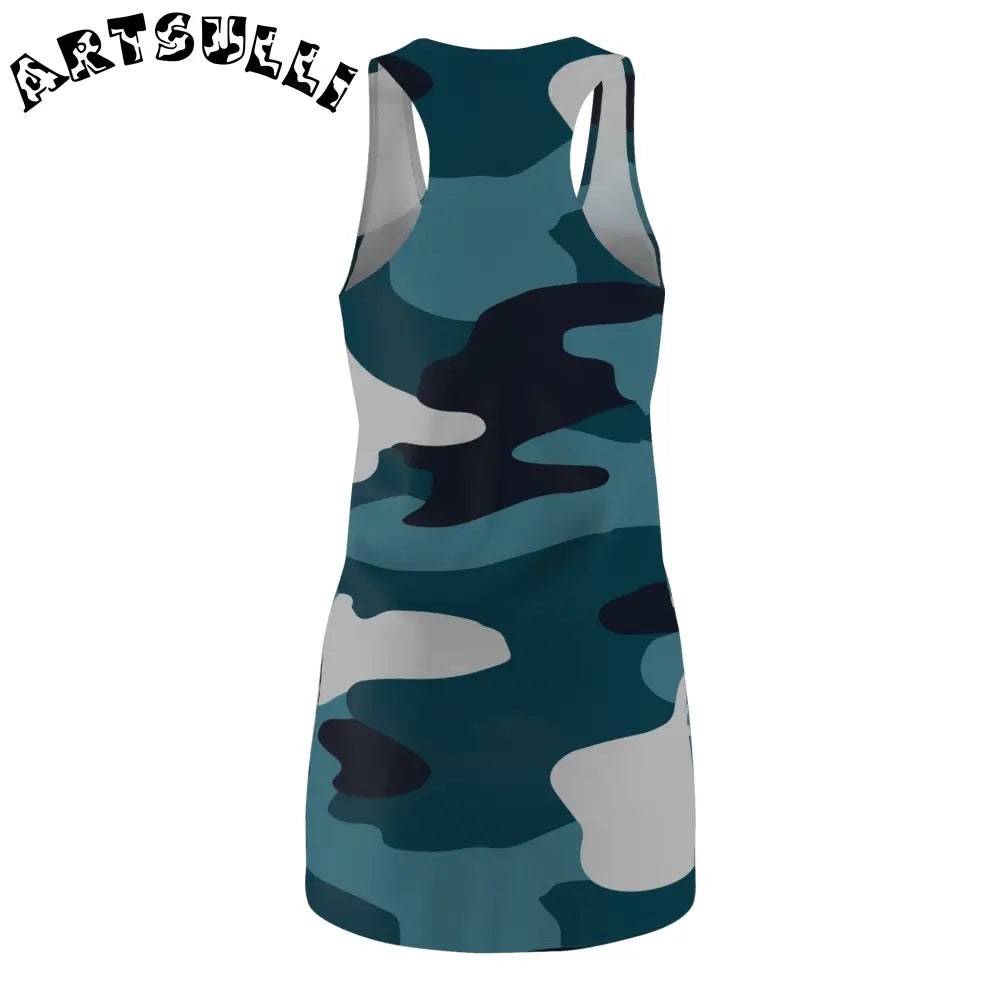 JAKKOUTTHEBXX Blue Camouflage Women’s Cut & Sew Racerback Dress