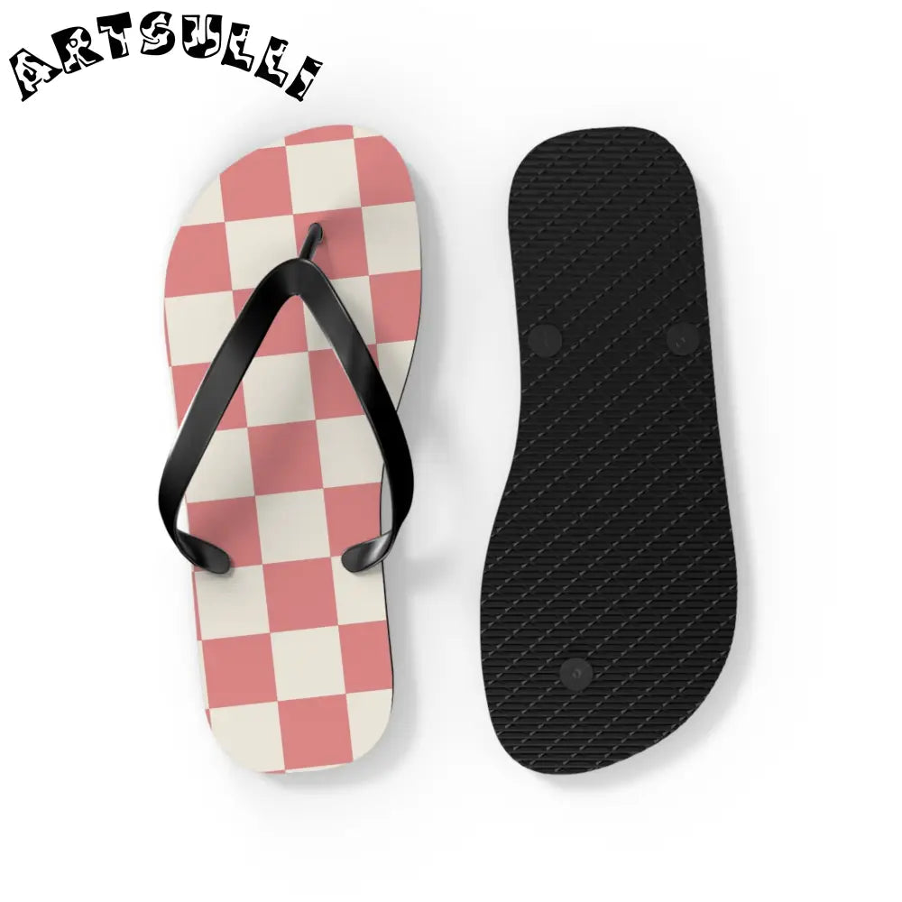 JAKKOUTTHEBXX Retro Checkered Grassland Sprites Flip Flops