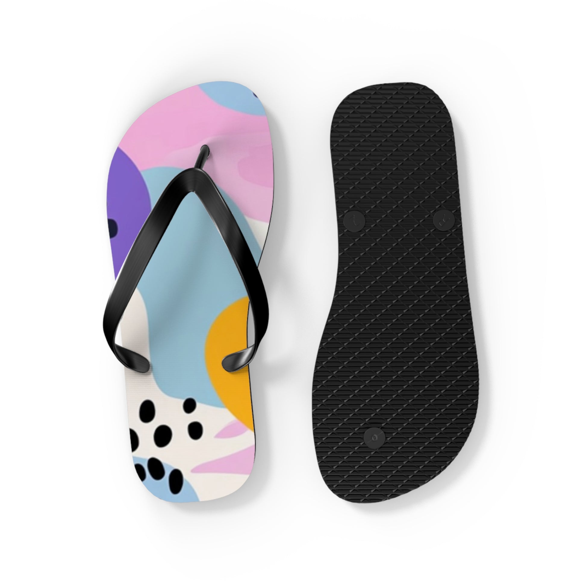 Colorful Abstract Dots and Shapes Flip Flops, Artsulli - Art is Long, Life is Short, Shoes, , , , , , , 