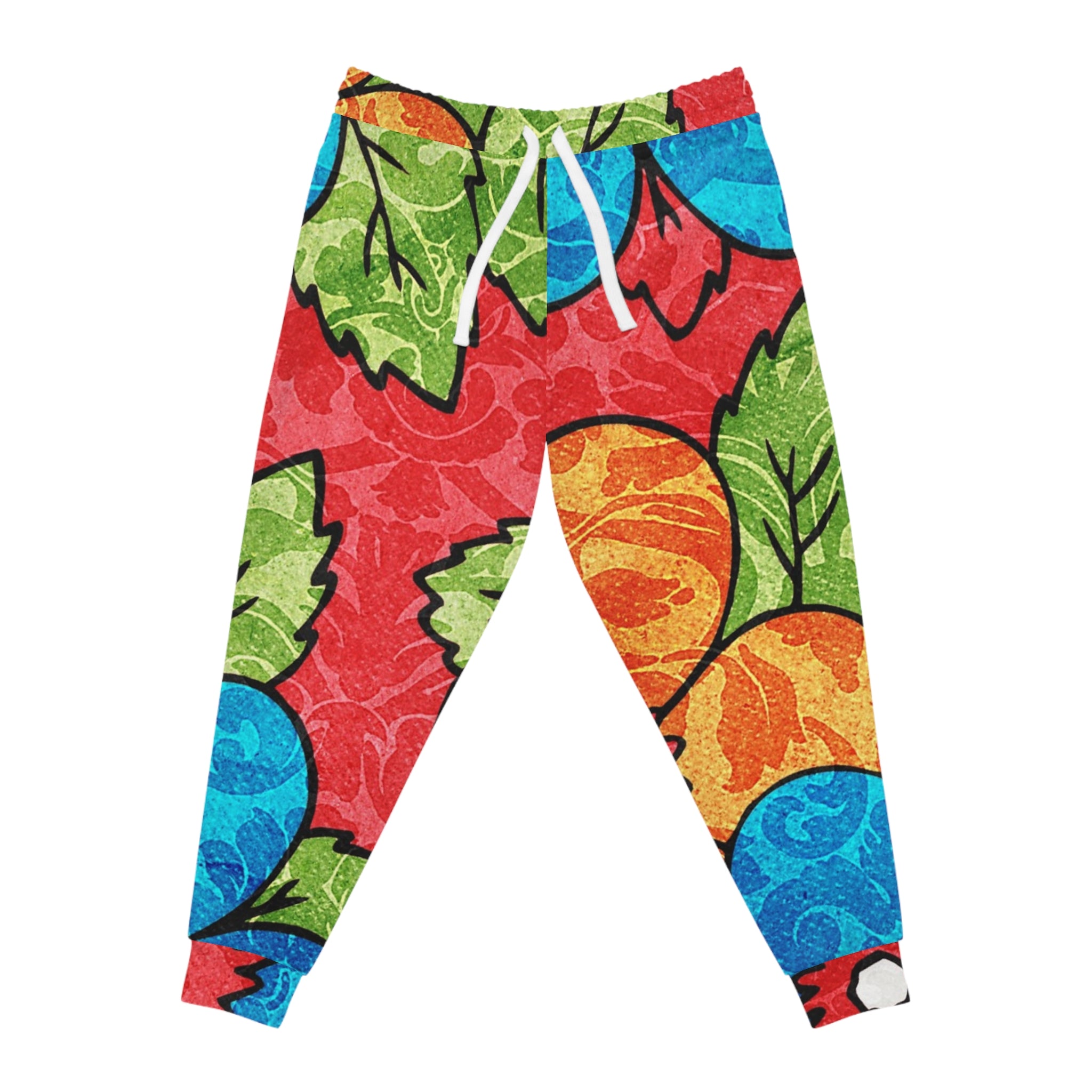 Groovy Red Floral Kl Athletic Joggers (AOP), Artsulli - Art is Long, Life is Short, All Over Prints, Size, S, Color, Seam thread color automatically matched to design, , , 17527732830397029542