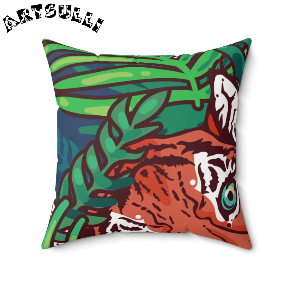 JAKKOUTTHEBXX Tropical Jungle Tigers Blue and Green Spun Polyester