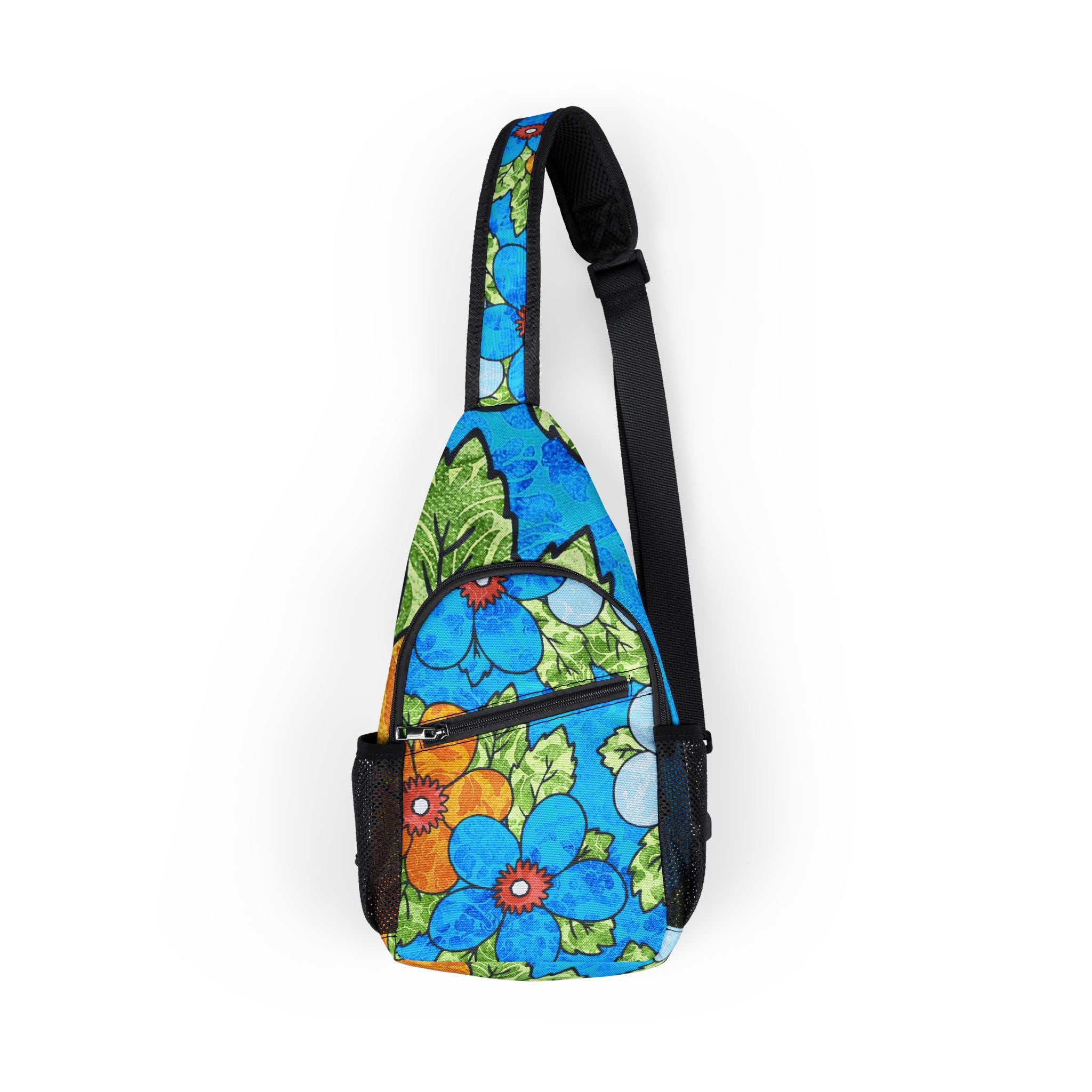 Blue Orange Groovy Chest Bag (AOP), Artsulli - Art is Long, Life is Short, Bags, Size, One size, , , , , 32346815509476236180