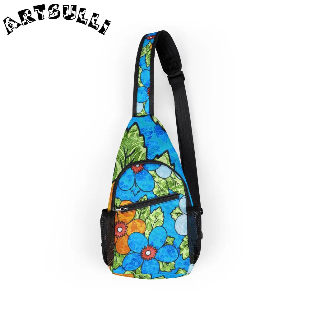 Blue Orange Groovy Chest Bag (AOP), Artsulli - Art is Long, Life is Short, Bags, Size, One size, , , , , 32346815509476236180