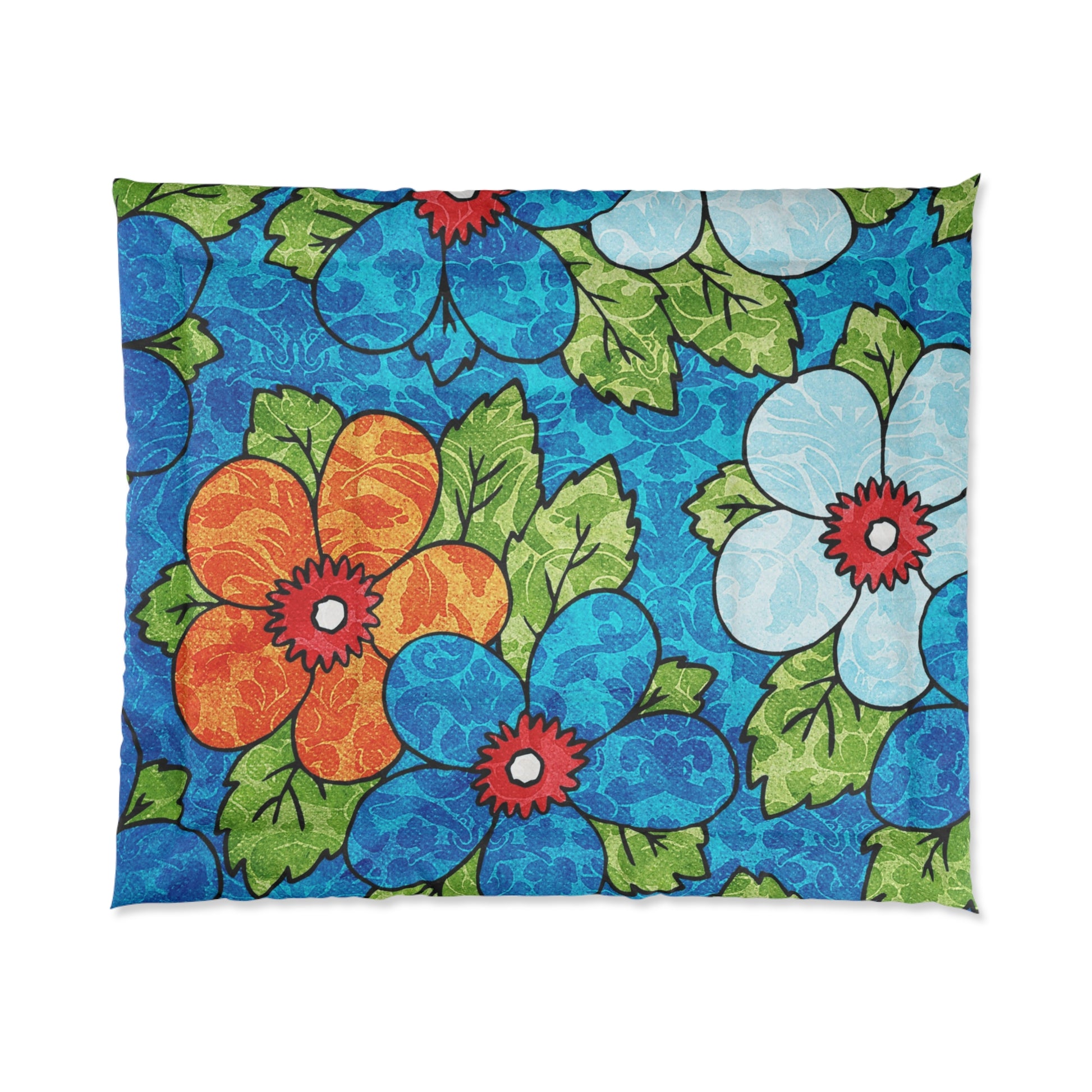 Blue Orange Groovy Comforter, Artsulli - Art is Long, Life is Short, Home Decor, Size, 104" × 88", , , , , 31311709197841527784