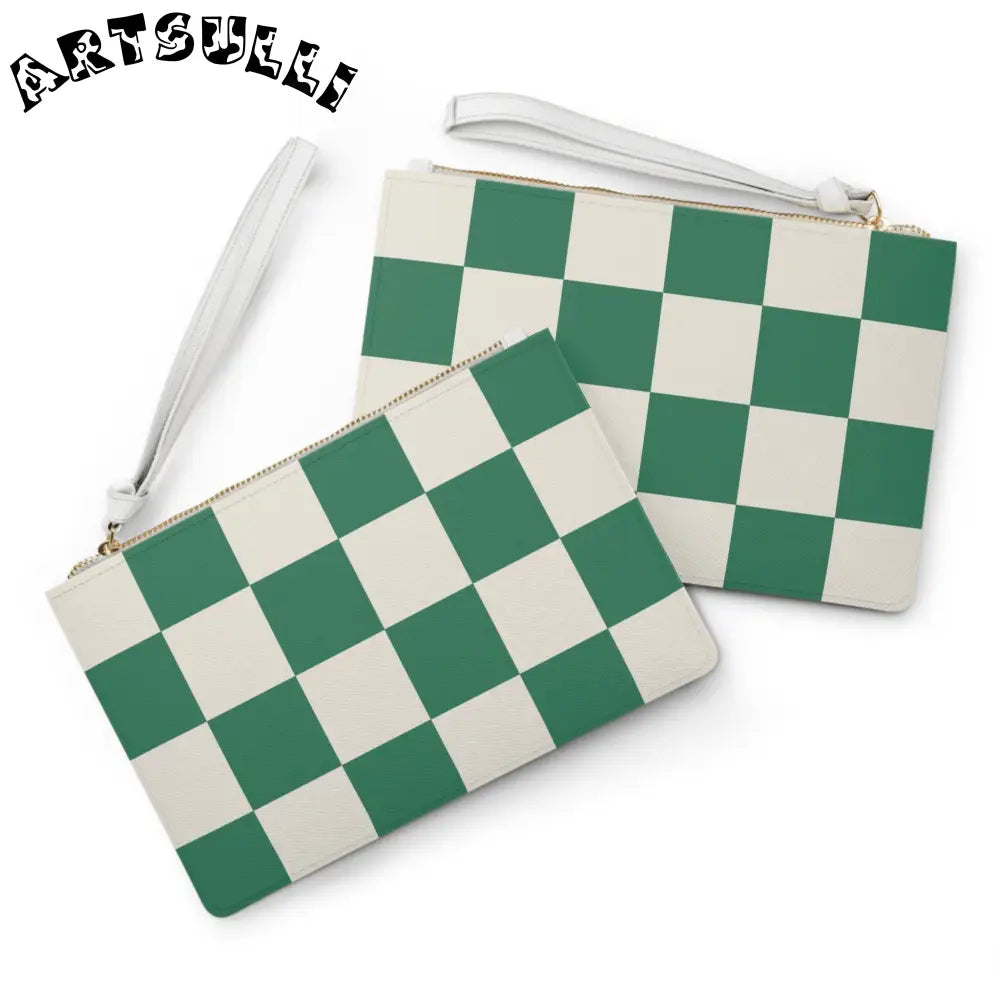 JAKKOUTTHEBXX Checkerboard Dark Green Clutch Bag JAKKOUTTHEBXX
