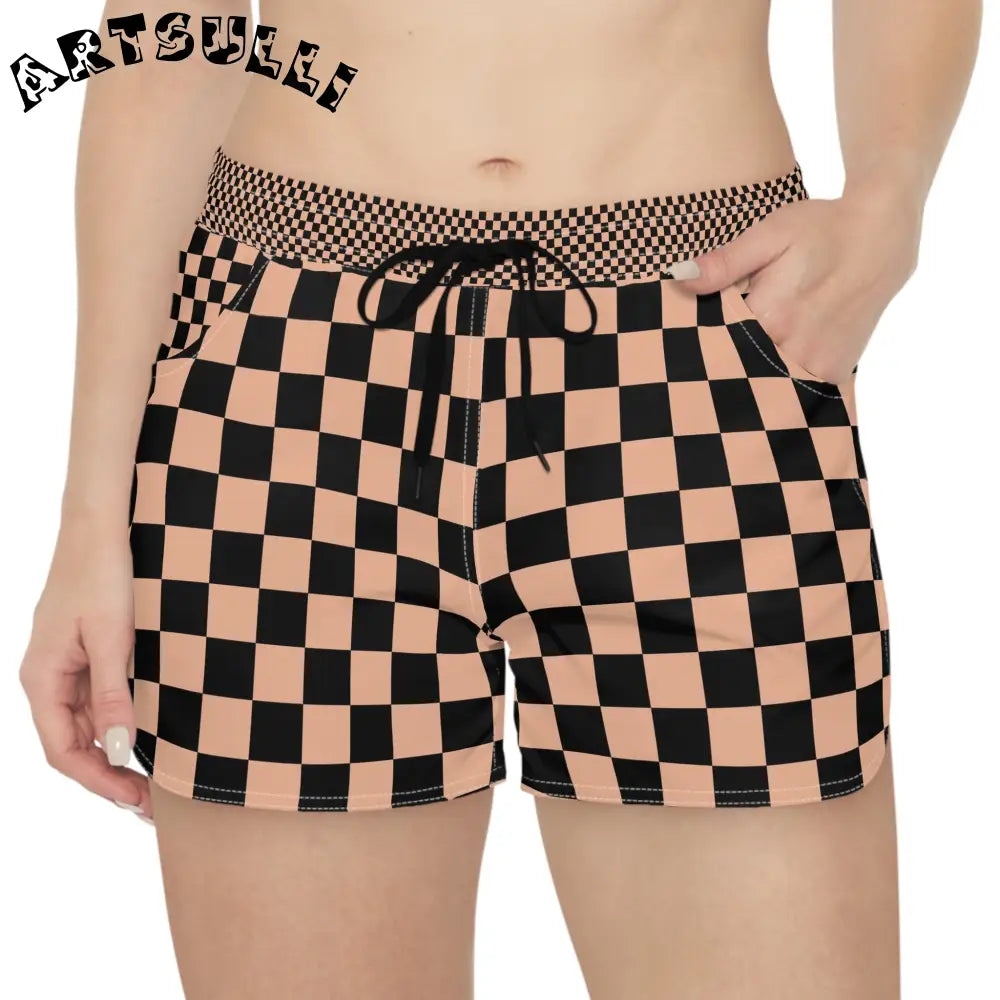 JAKKOUTTHEBXX Checkerboard Soft Orange and Black Women’s Casual