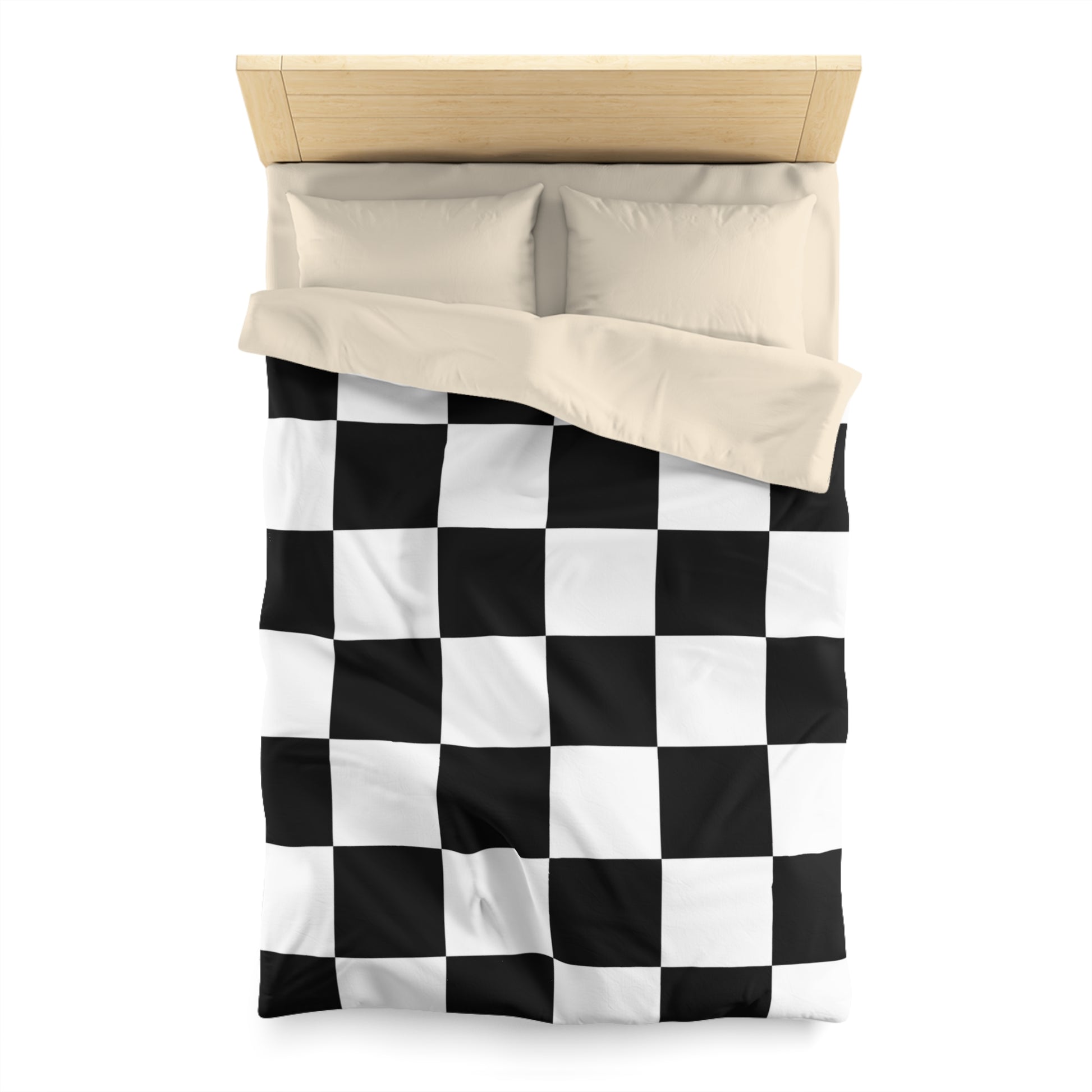 Checkerboard Black and White Microfiber Duvet Cover, Artsulli - Art is Long, Life is Short, Home Decor, , , , , , , 