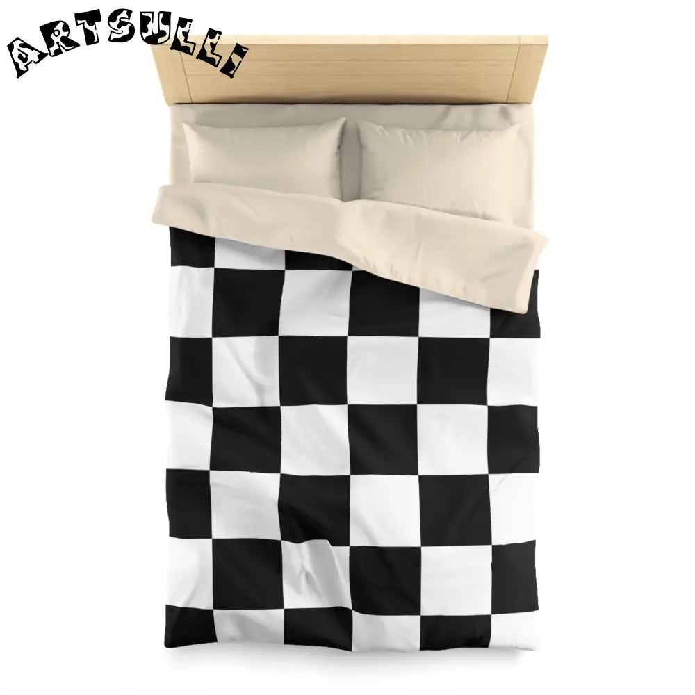 JAKKOUTTHEBXX Checkerboard Black and White Microfiber Duvet Cover