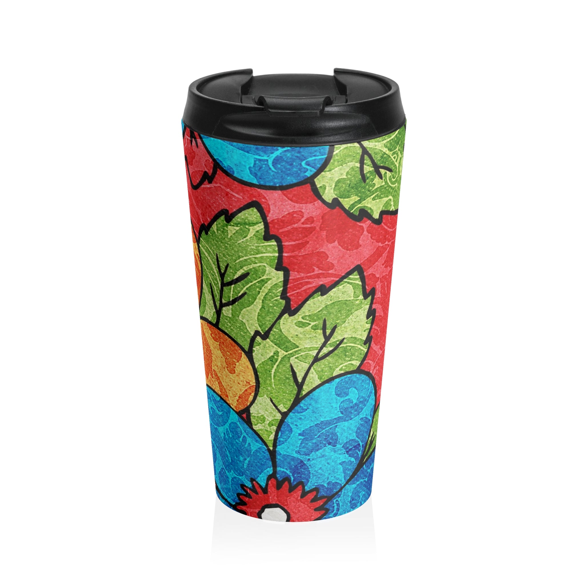 Groovy Red Floral Kl Stainless Steel Travel Mug, Artsulli - Art is Long, Life is Short, Mug, Size, 15oz, , , , , 20135864252174995914