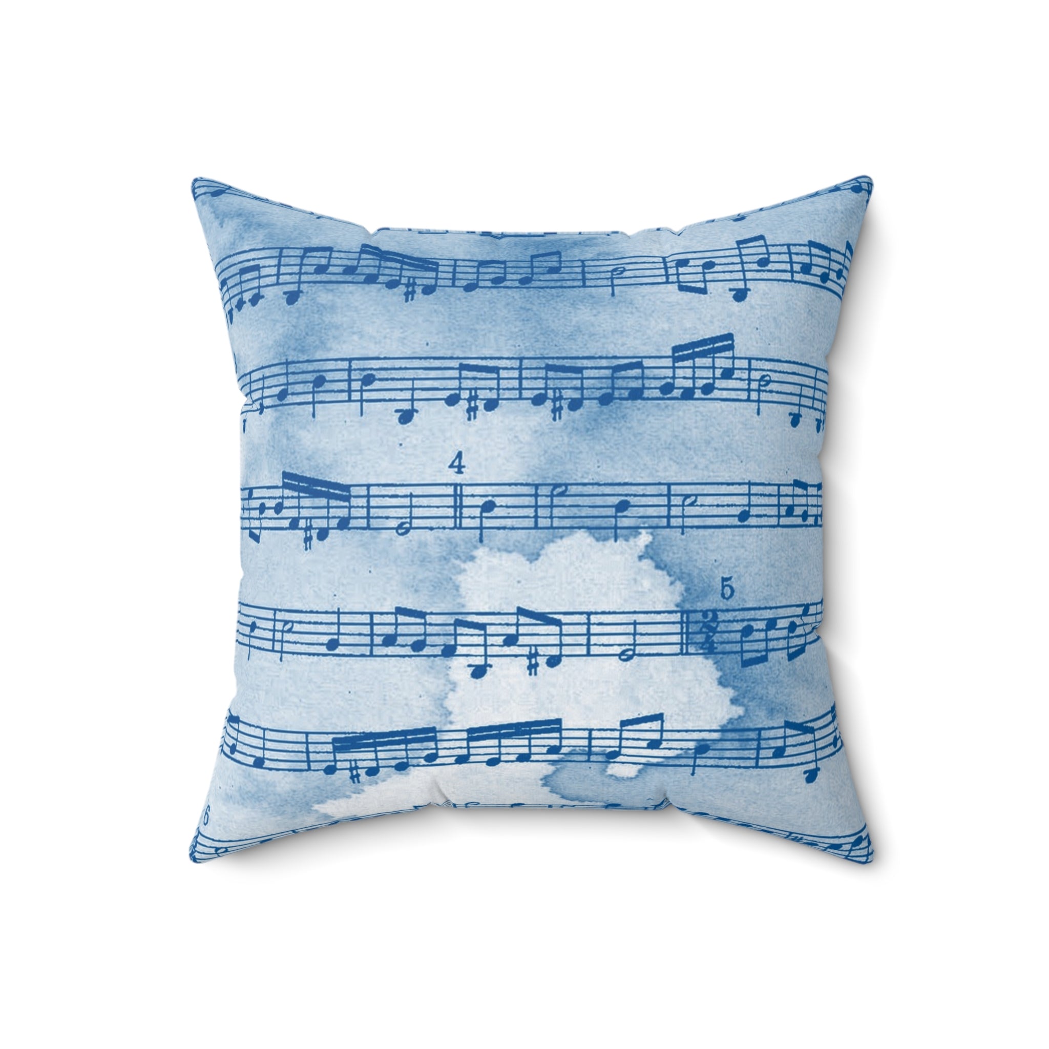 Drip Spill Type Beat Sheet Music Blue Spun Polyester Square Pillow, Artsulli - Art is Long, Life is Short, Home Decor, Size, 18" × 18", , , , , 54796884321472785155