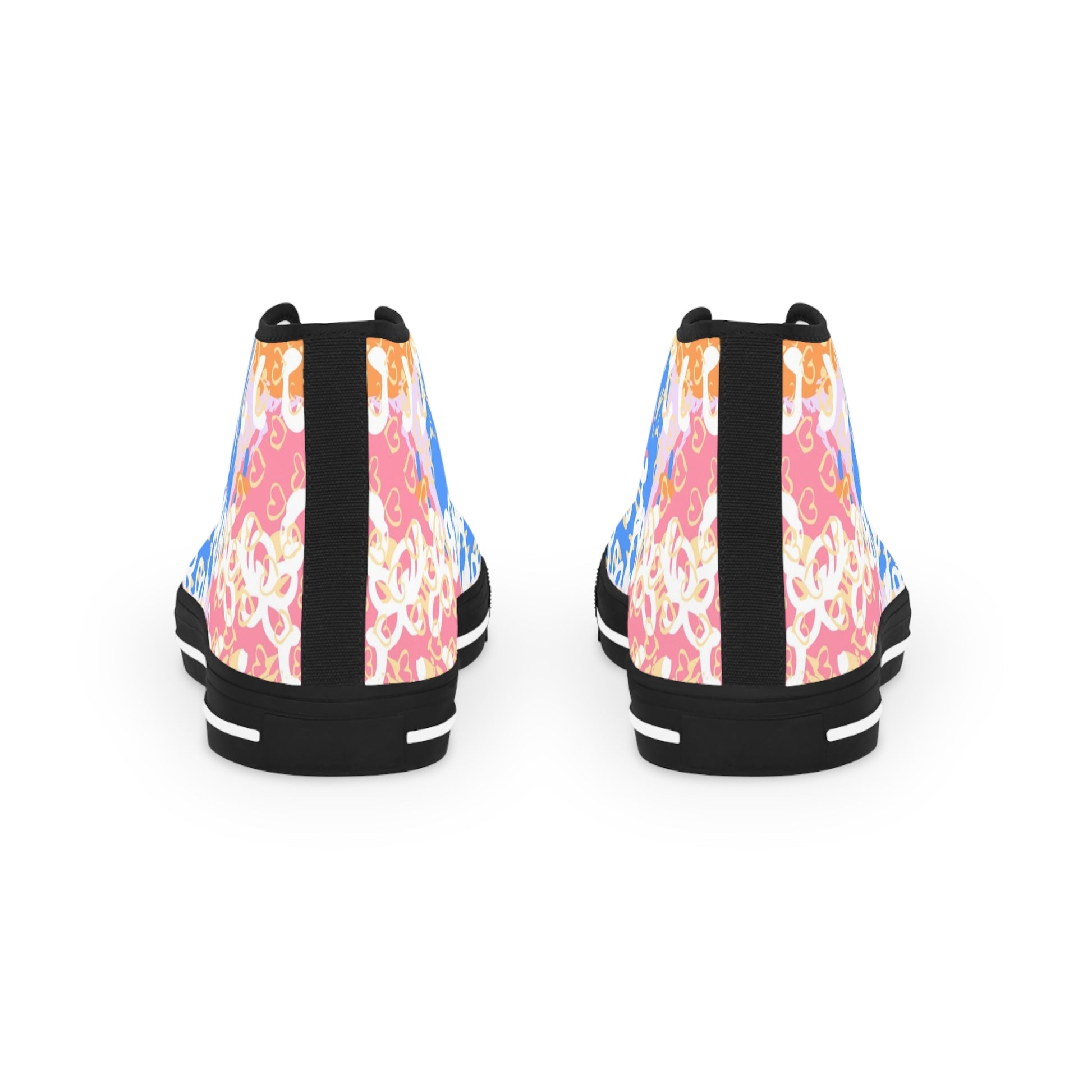 Flowers x Doodles x Hearts Multi-Color Men's High Top Sneakers, Artsulli - Art is Long, Life is Short, Shoes, , , , , , , 