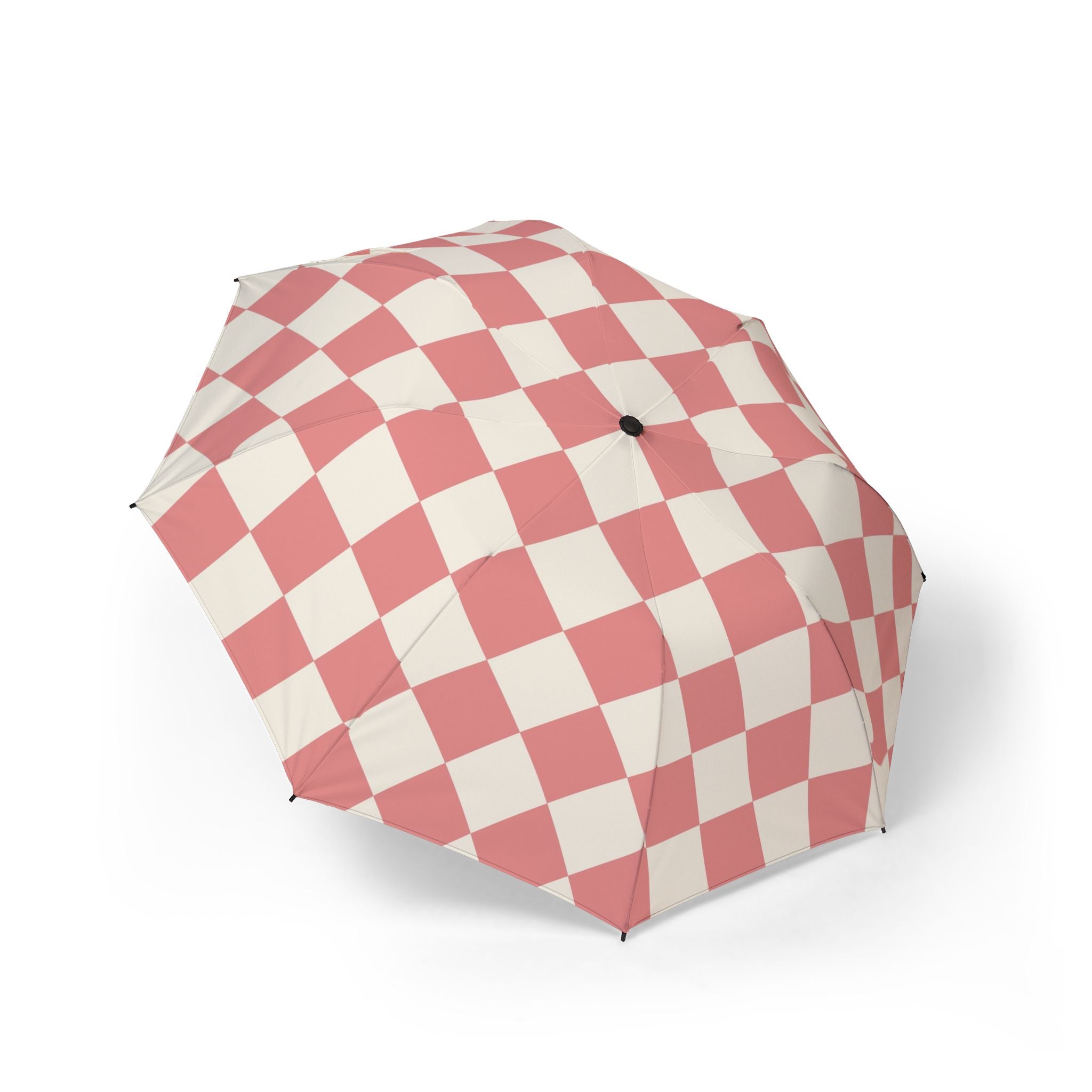 Retro Checkered Grassland Sprites II Semi-Automatic Foldable Umbrella, Artsulli - Art is Long, Life is Short, Accessories, Size, One size, , , , , 31721539977347583617