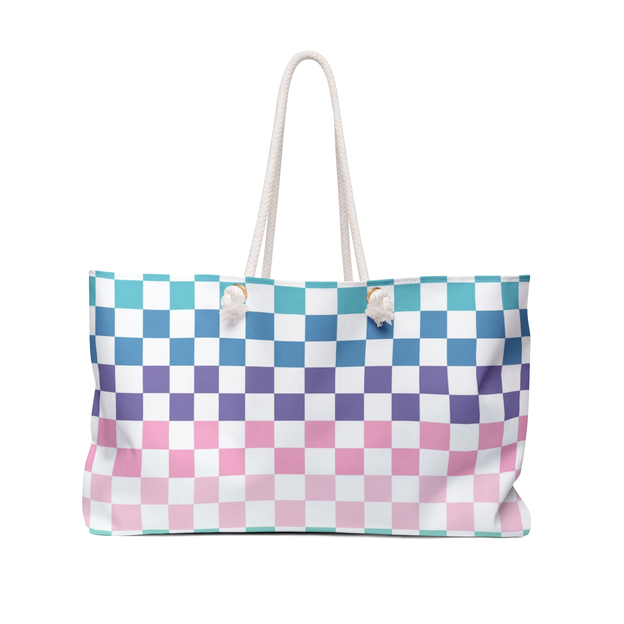 Vaporwave Rainbow  Checkerboard Multi-Color Weekender Bag, Artsulli - Art is Long, Life is Short, Bags, Size, 24" × 13", , , , , 22898104005697181324