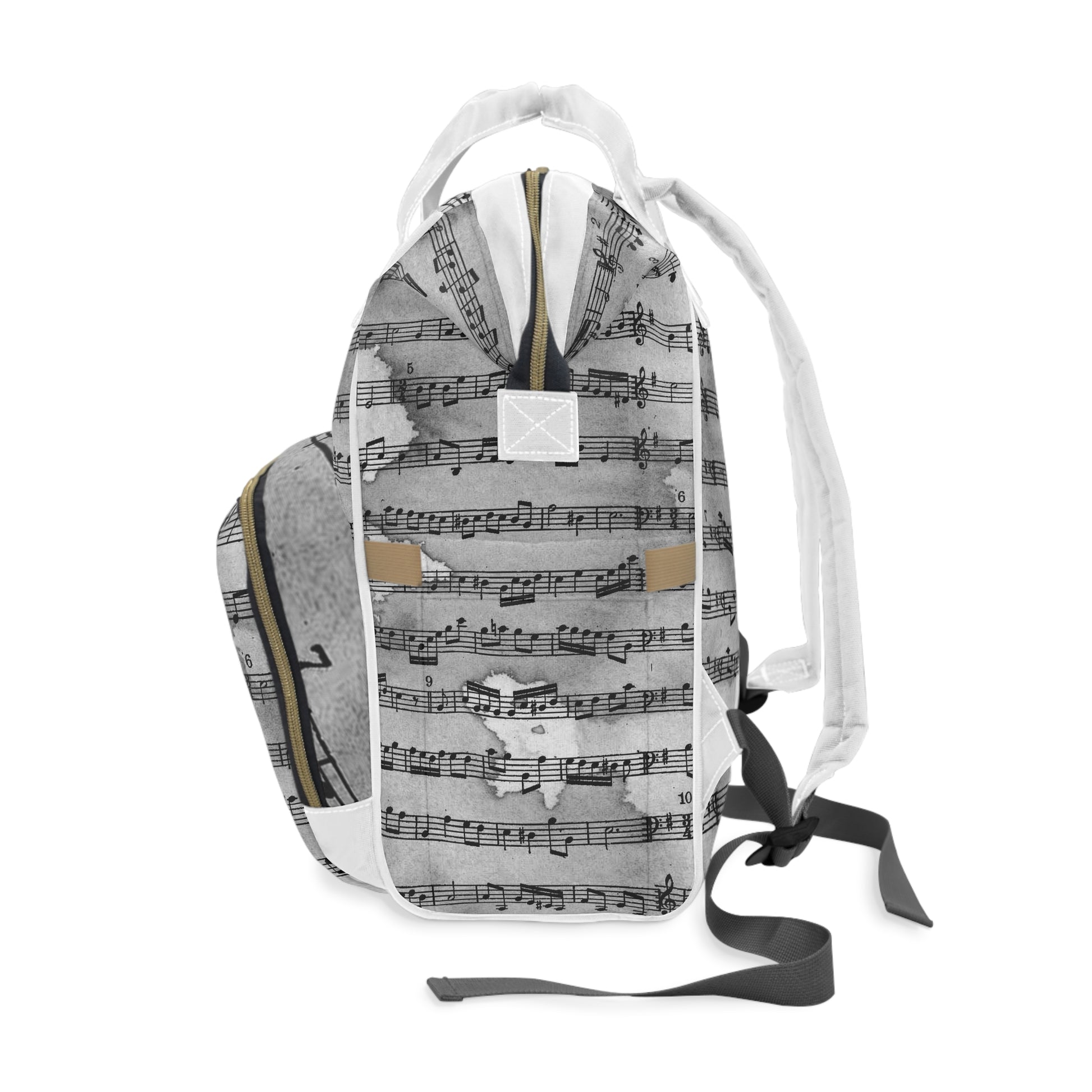 Drip Spill Type Beat Sheet Music Black Multifunctional Diaper Backpack, Artsulli - Art is Long, Life is Short, Bags, , , , , , , 