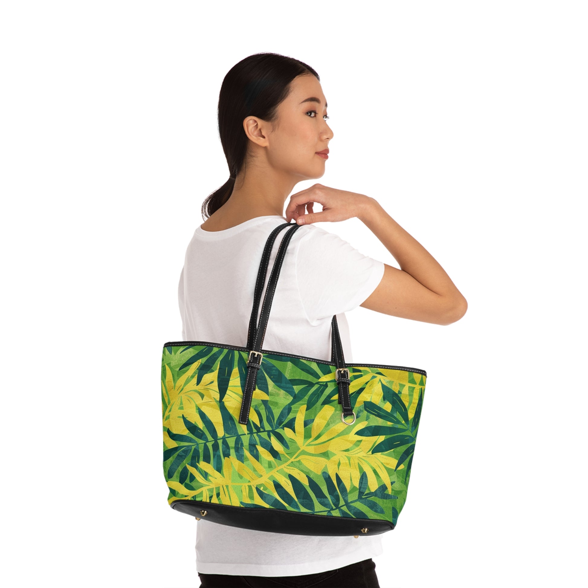 Green Leaf x Yellow Leaf x Tropical x Jungle II PU Leather Shoulder Bag, Artsulli - Art is Long, Life is Short, Bags, , , , , , , 