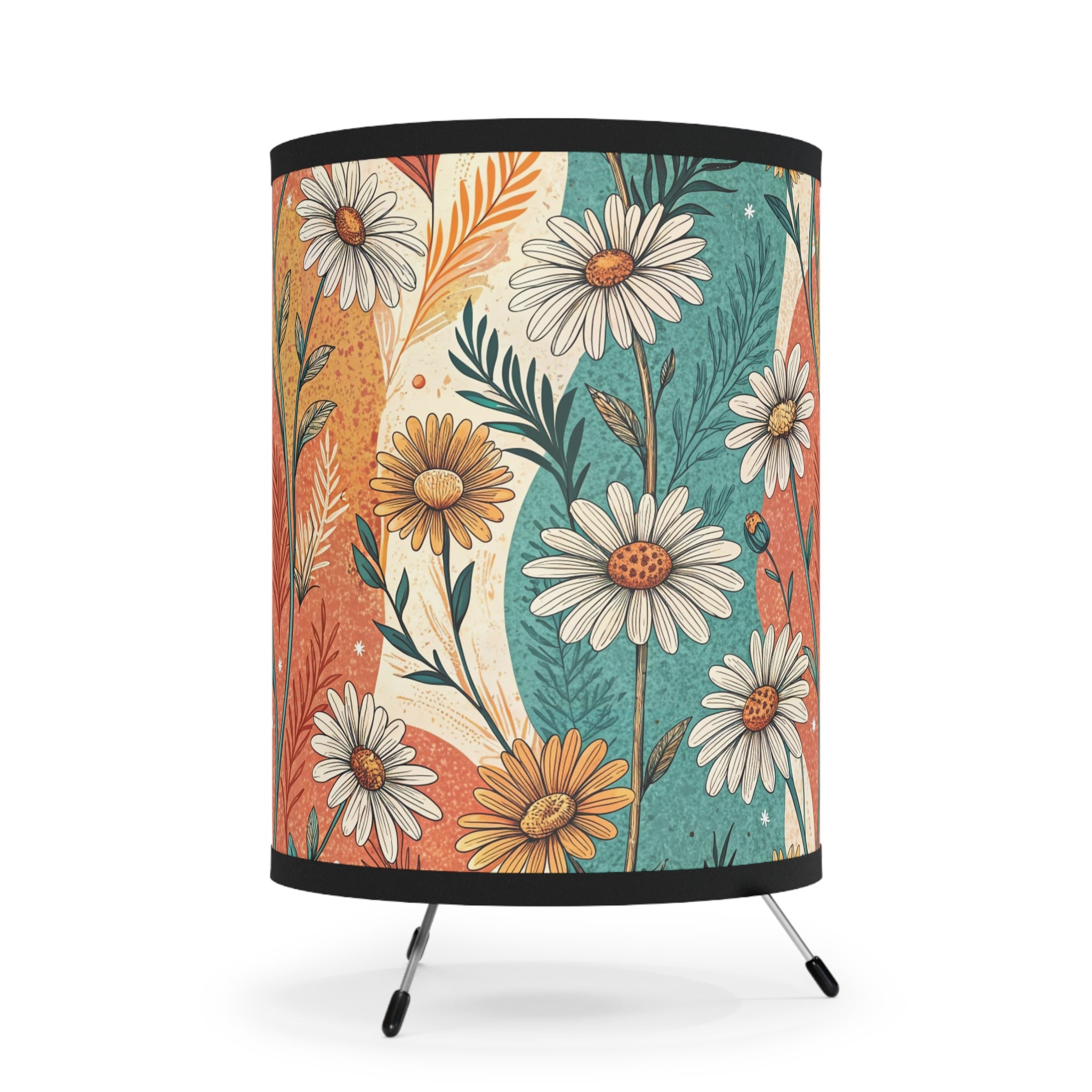 Retro Daisy Dream Tripod Lamp with High-Res Printed Shade, US\CA plug, Artsulli - Art is Long, Life is Short, Home Decor, , , , , , , 