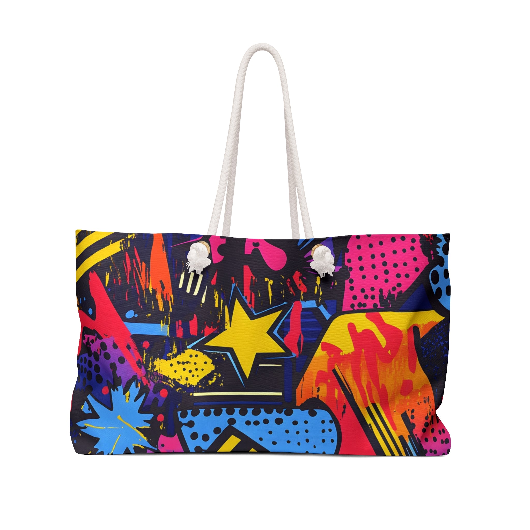Retro Riot 80s Graffiti Stars Weekender Bag, Artsulli - Art is Long, Life is Short, Bags, Size, 24" × 13", , , , , 31681928217923155027