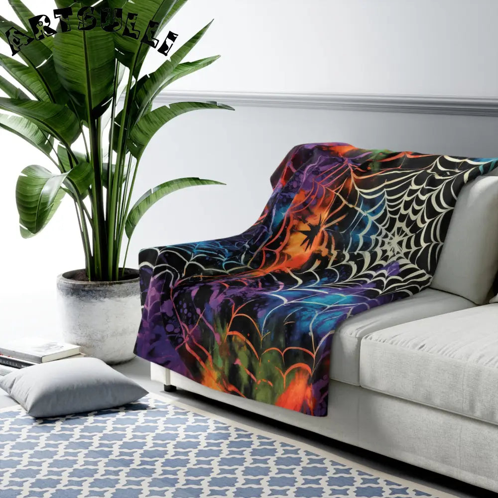 JAKKOUTTHEBXX Colorful Spider Web Sherpa Fleece Blanket 2025