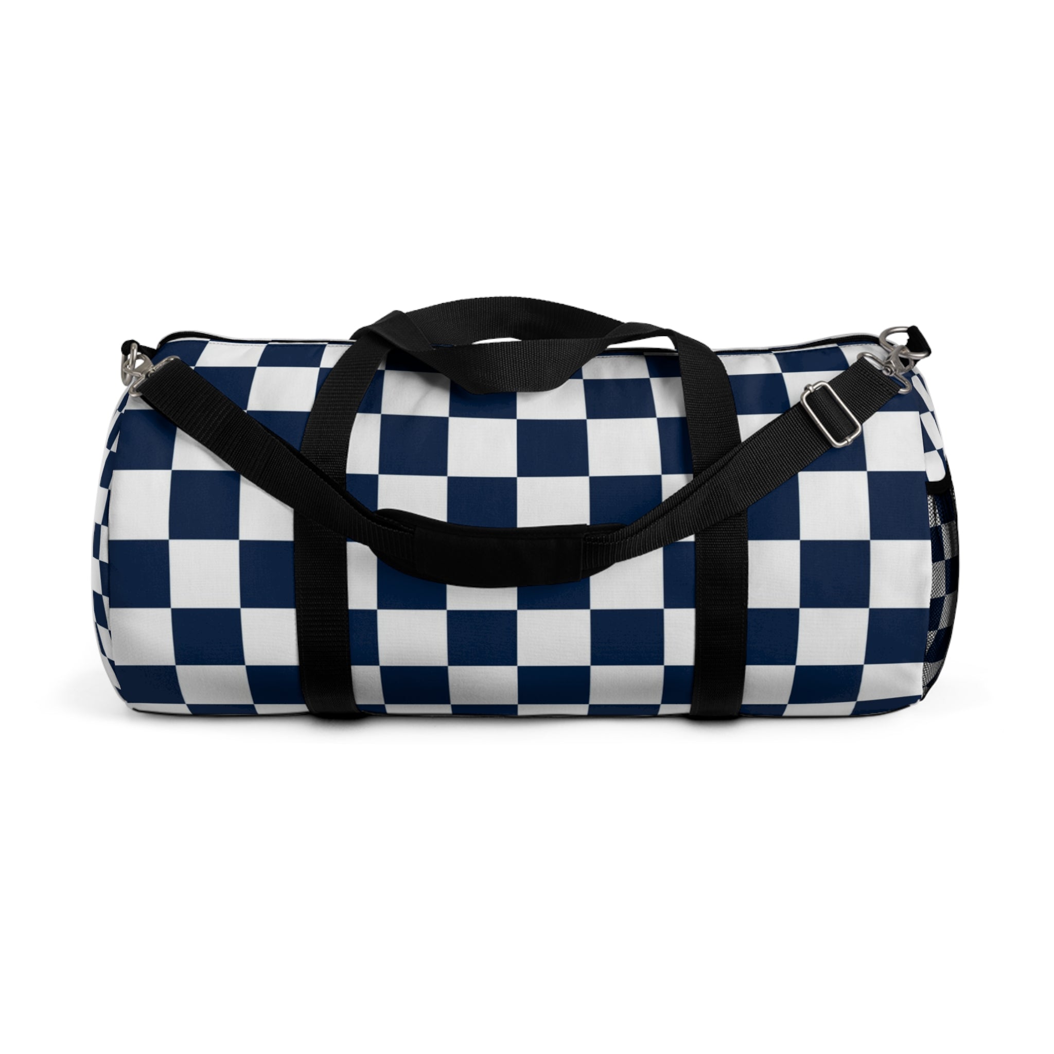 Checkerboard II White and Navy Blue Duffel Bag, Artsulli - Art is Long, Life is Short, Bags, Size, Large, , , , , 88151836195870475248