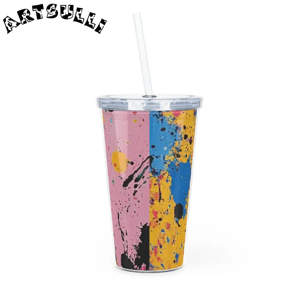 JAKKOUTTHEBXX The Colors Of Paint Splatter Plastic Tumbler