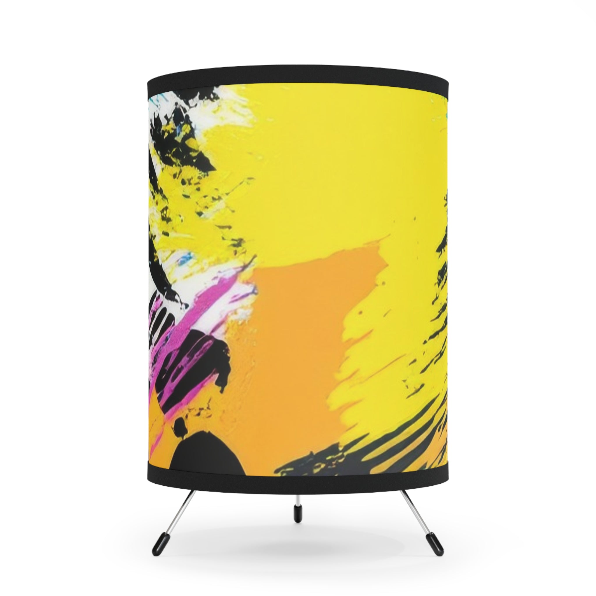 Zebra Stripes x Leopard Print x Paint Splatter Multi-Color Tripod Lamp with High-Res Printed Shade, US\CA plug, Artsulli - Art is Long, Life is Short, Home Decor, Size, One size, Color, Black, , , 17921264405781