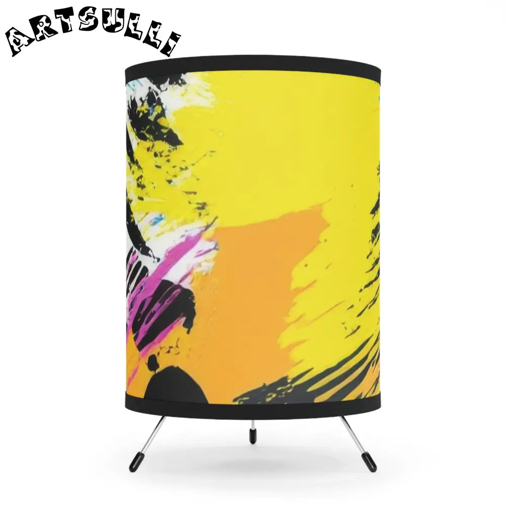 Zebra Stripes x Leopard Print x Paint Splatter Multi-Color Tripod Lamp with High-Res Printed Shade, US\CA plug, Artsulli - Art is Long, Life is Short, Home Decor, Size, One size, Color, Black, , , 17921264405781
