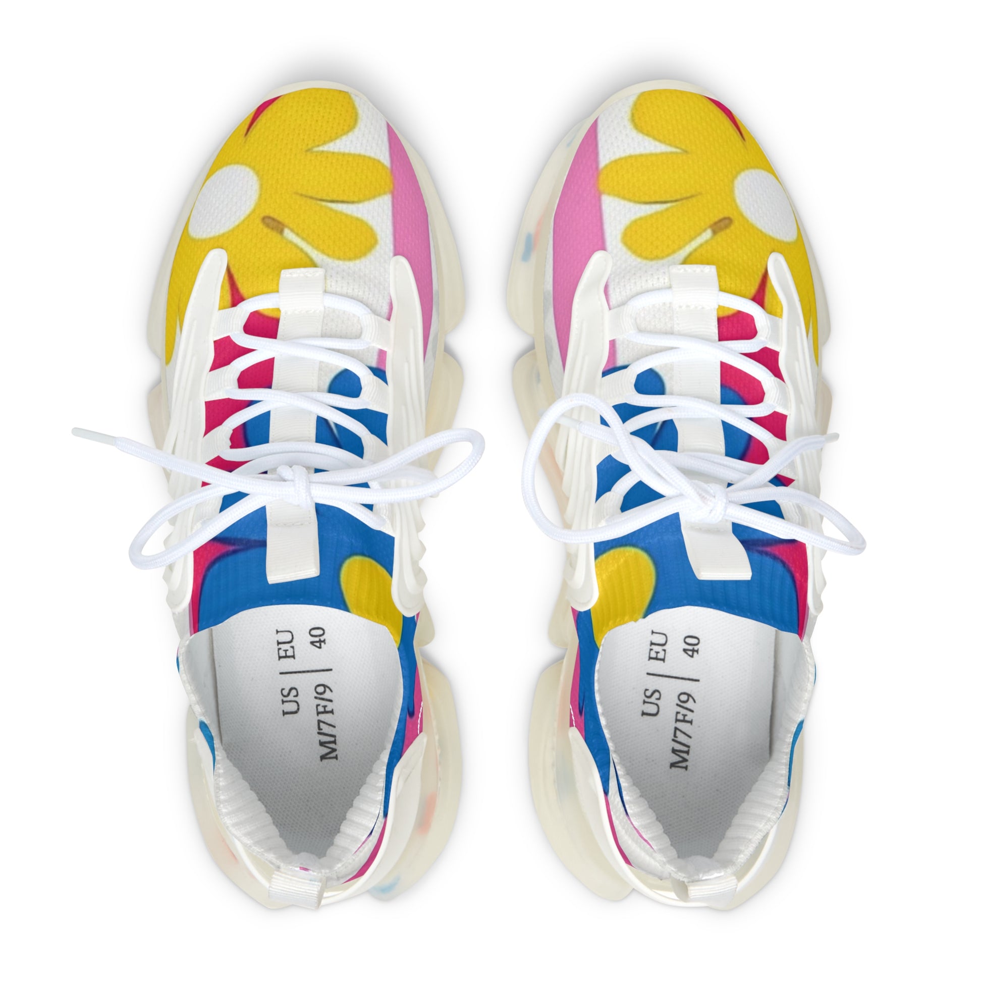 Flowers x Stripes Multi-Color Women's Mesh Sneakers, Artsulli - Art is Long, Life is Short, Shoes, , , , , , , 