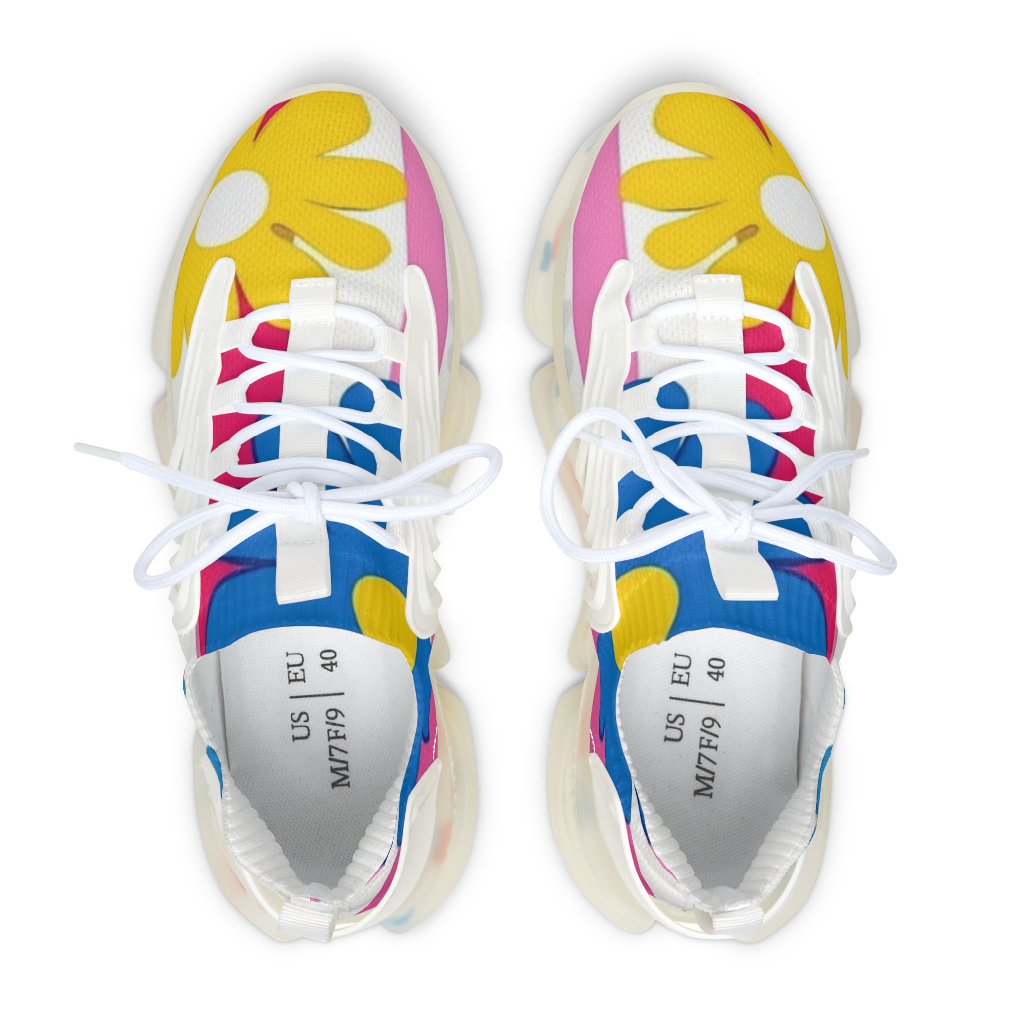 Flowers x Stripes Multi-Color Women's Mesh Sneakers, Artsulli - Art is Long, Life is Short, Shoes, , , , , , , 