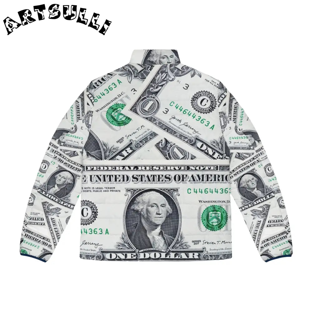 JAKKOUTTHEBXX Dollar Bill Print Puffer Jacket 2025