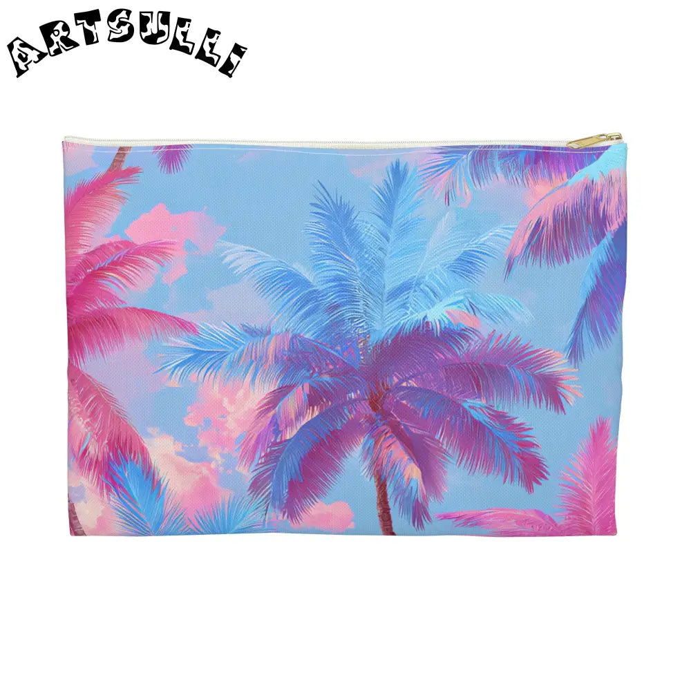 JAKKOUTTHEBXX Ethereal Pastel Palms II Blue and Pink Accessory Pouch