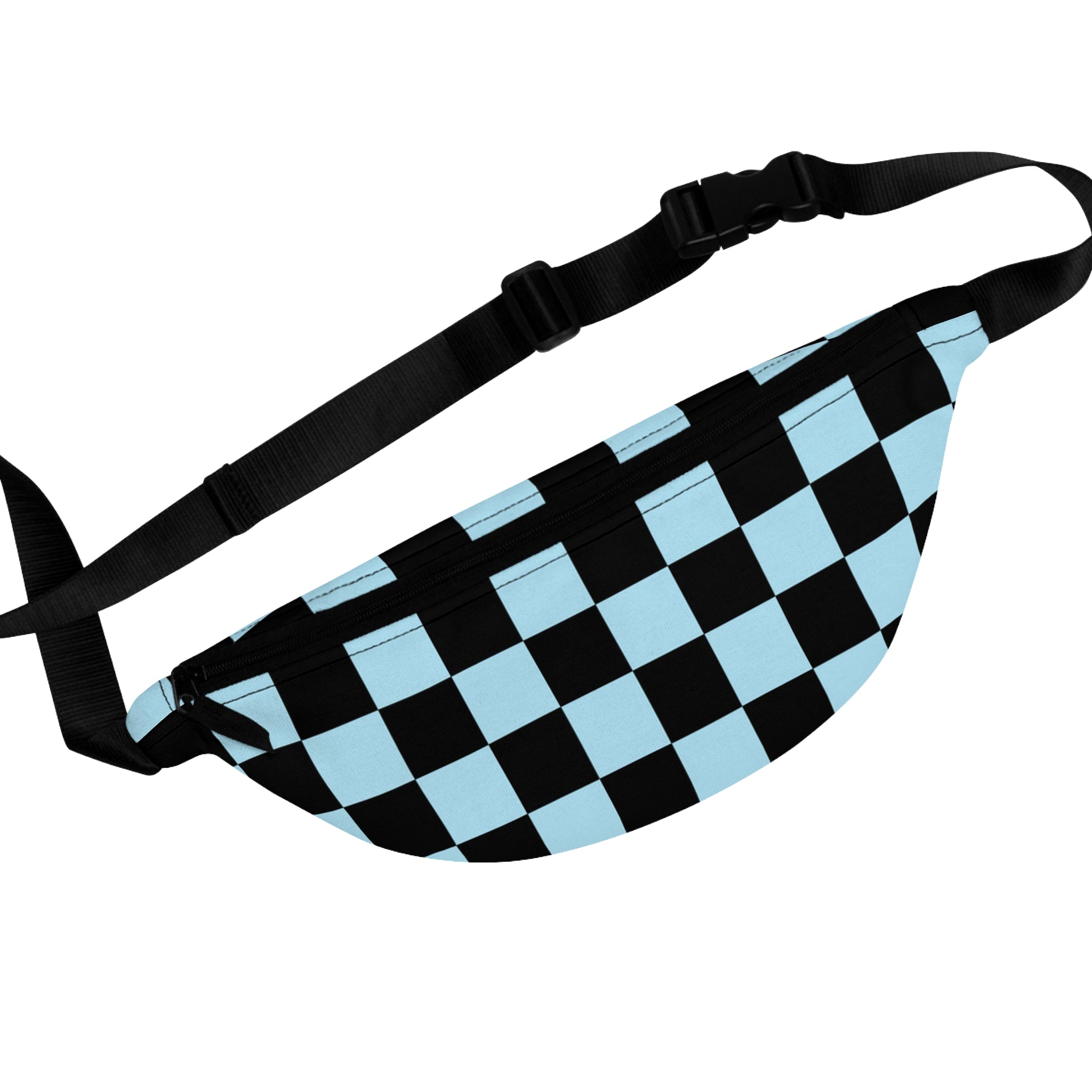 Checkerboard Black and Blue Fanny Pack, Artsulli - Art is Long, Life is Short, Bags, Size, One size, , , , , 33673607574979153069