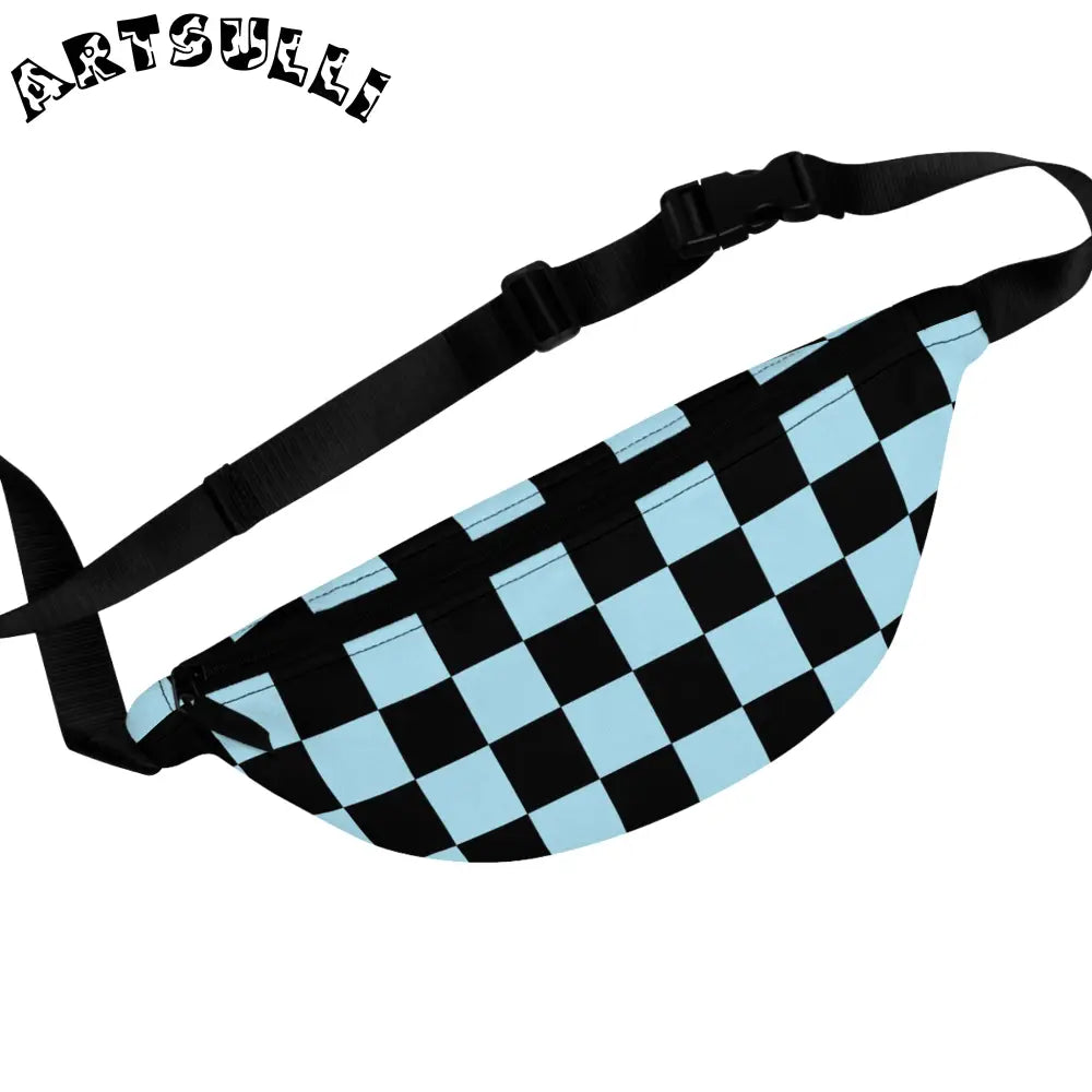 JAKKOUTTHEBXX Checkerboard Black and Blue Fanny Pack JAKKOUTTHEBXX