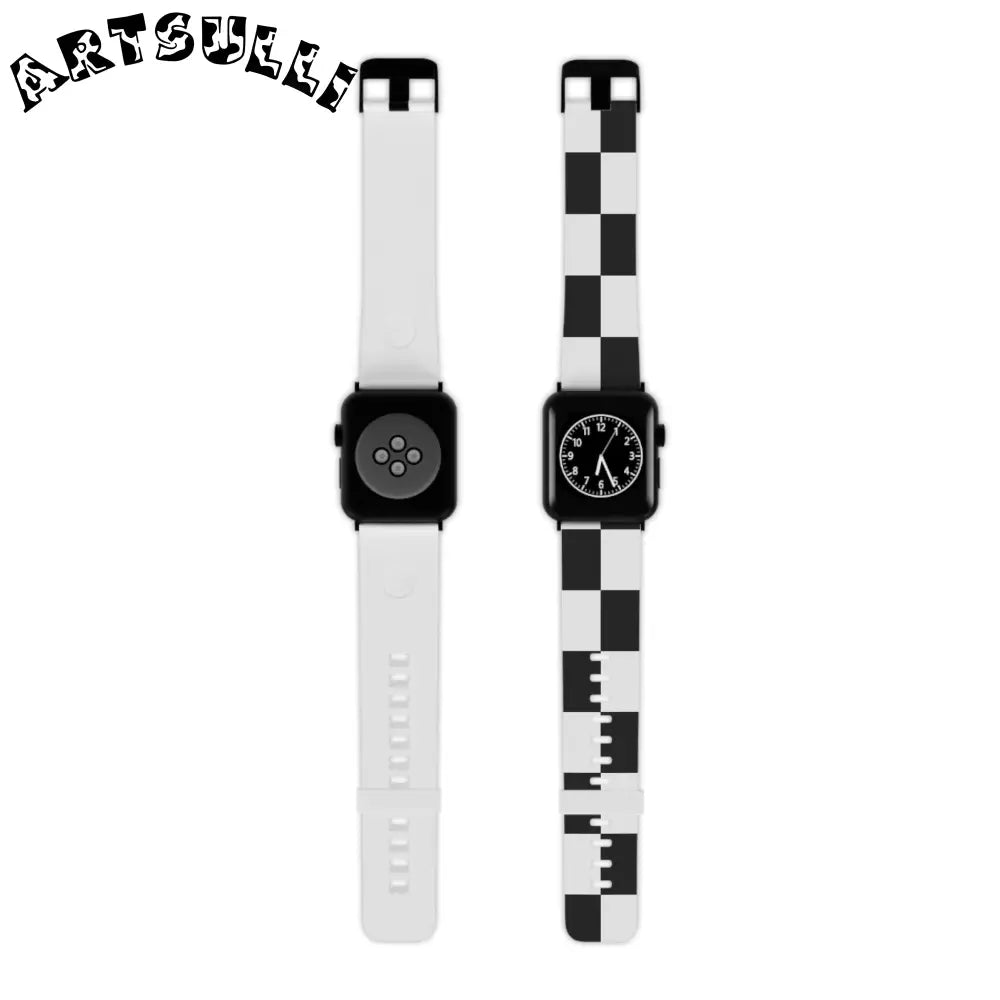 JAKKOUTTHEBXX Checkerboard Black and White Watch Band for Apple