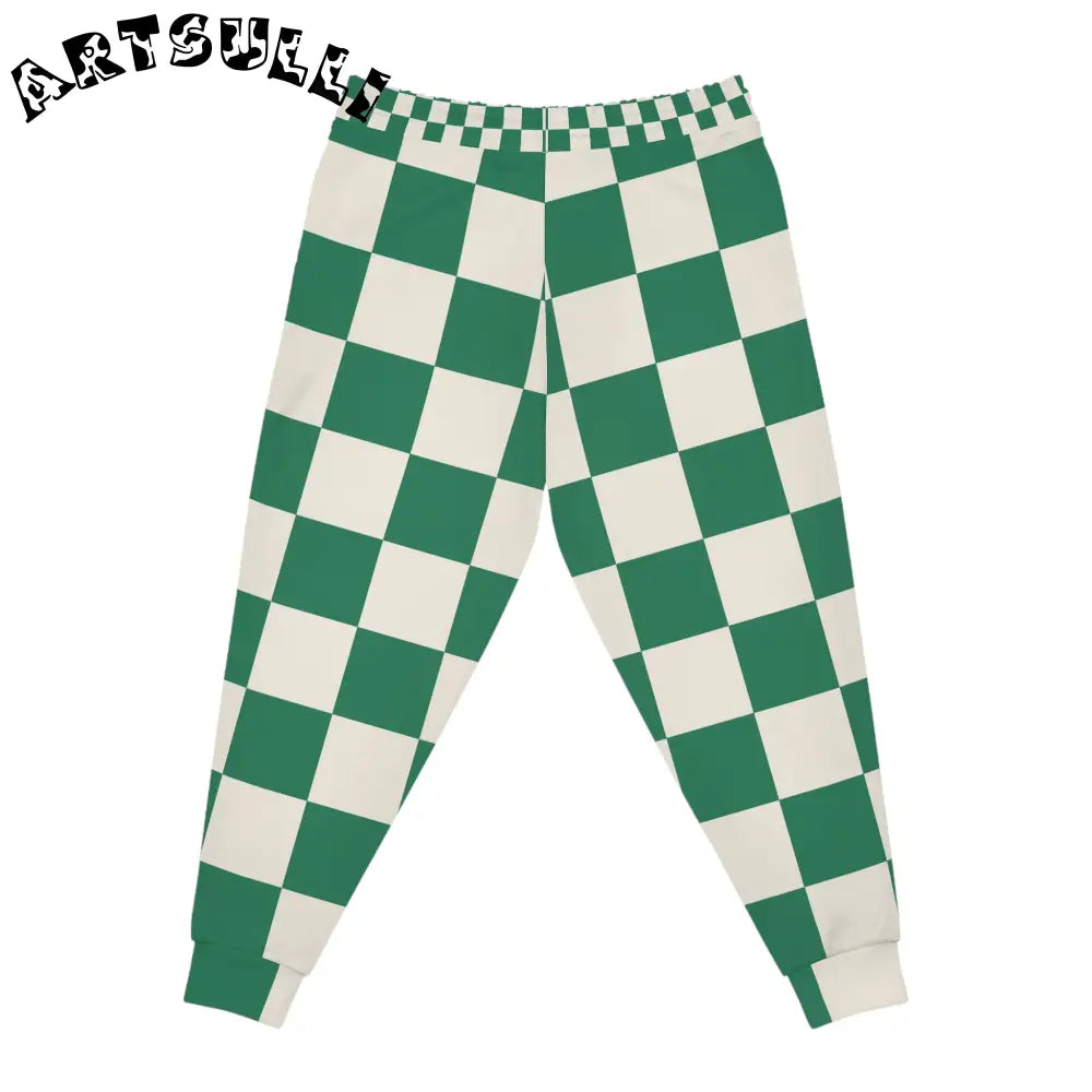 JAKKOUTTHEBXX Checkerboard Dark Green Athletic Joggers (AOP)