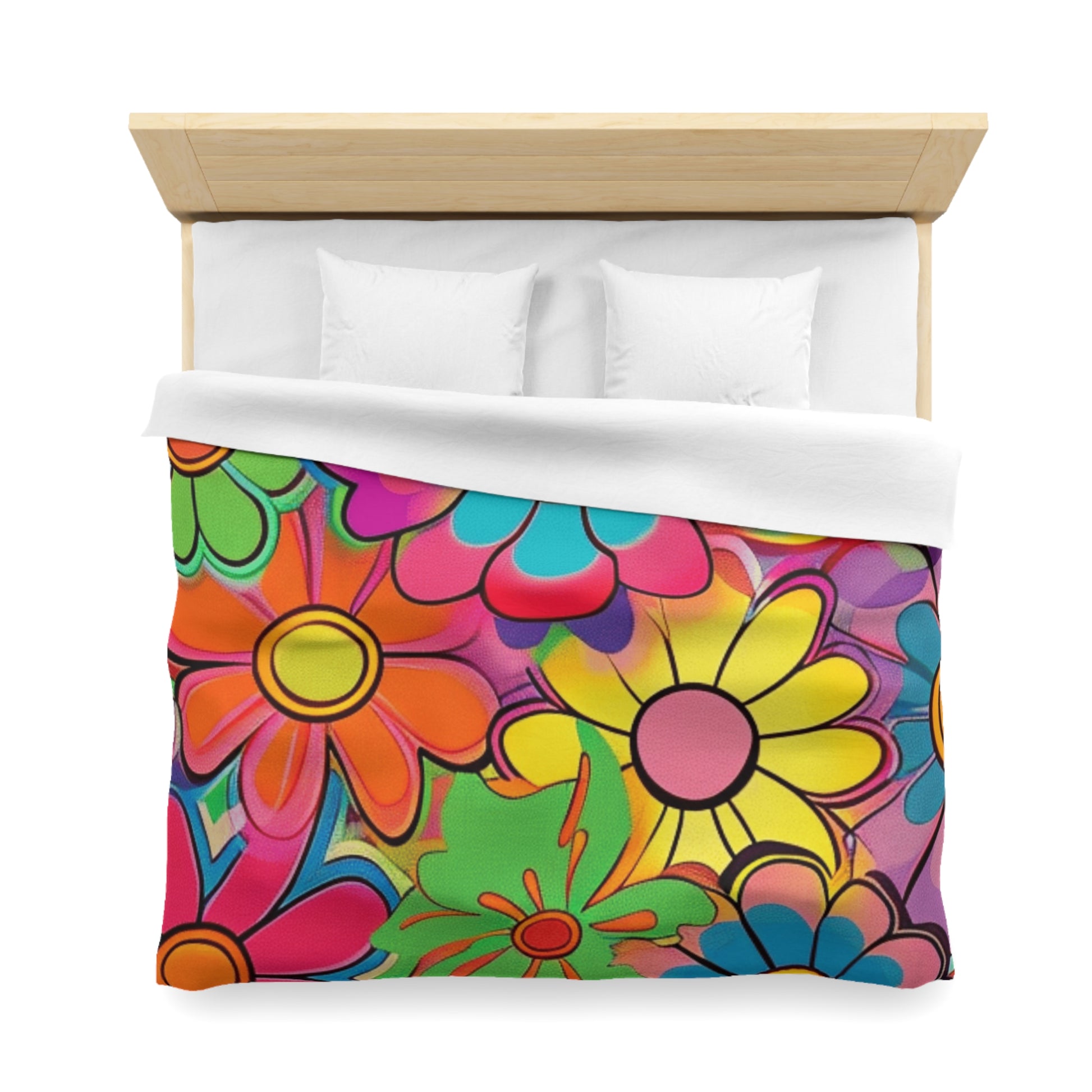 Chromatic Daisy Dream Microfiber Duvet Cover, Artsulli - Art is Long, Life is Short, Home Decor, , , , , , , 
